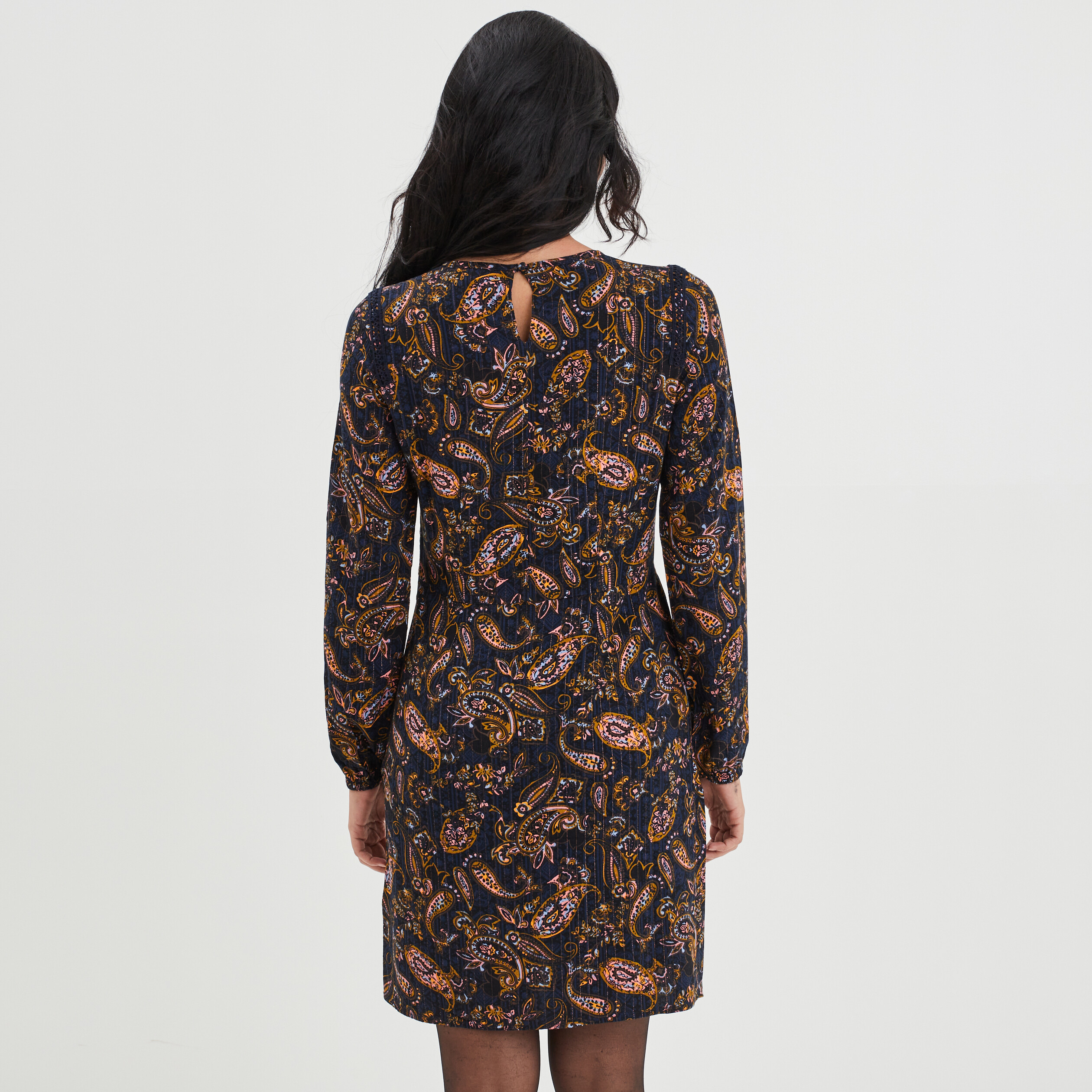 robe droite avec noeud a la taille bleu fonce femme Robe droite avec noeud à la taille bleu foncé femme