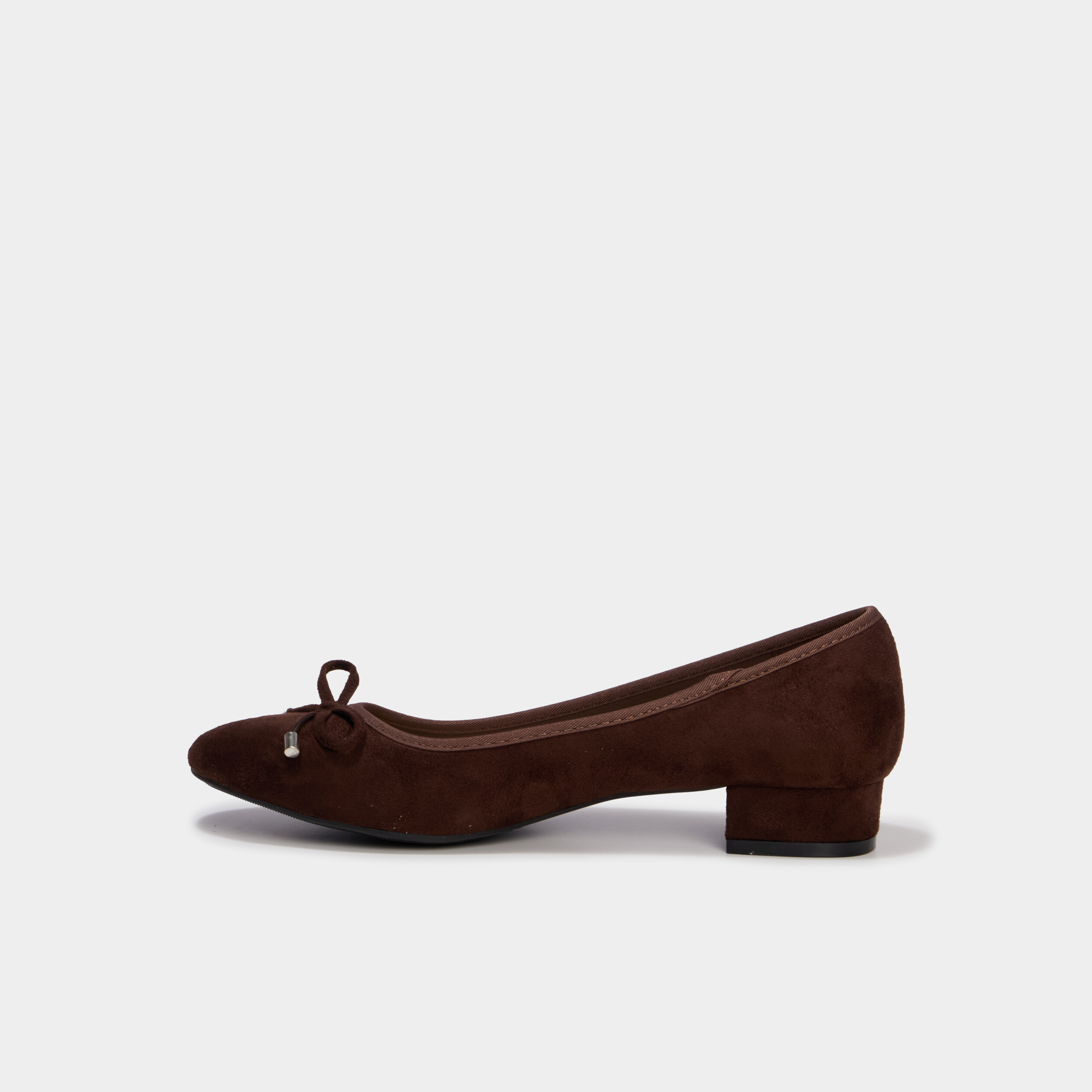 Ballerines su&eacute;dine &agrave; talons carr&eacute;s marron fonc&eacute; femme