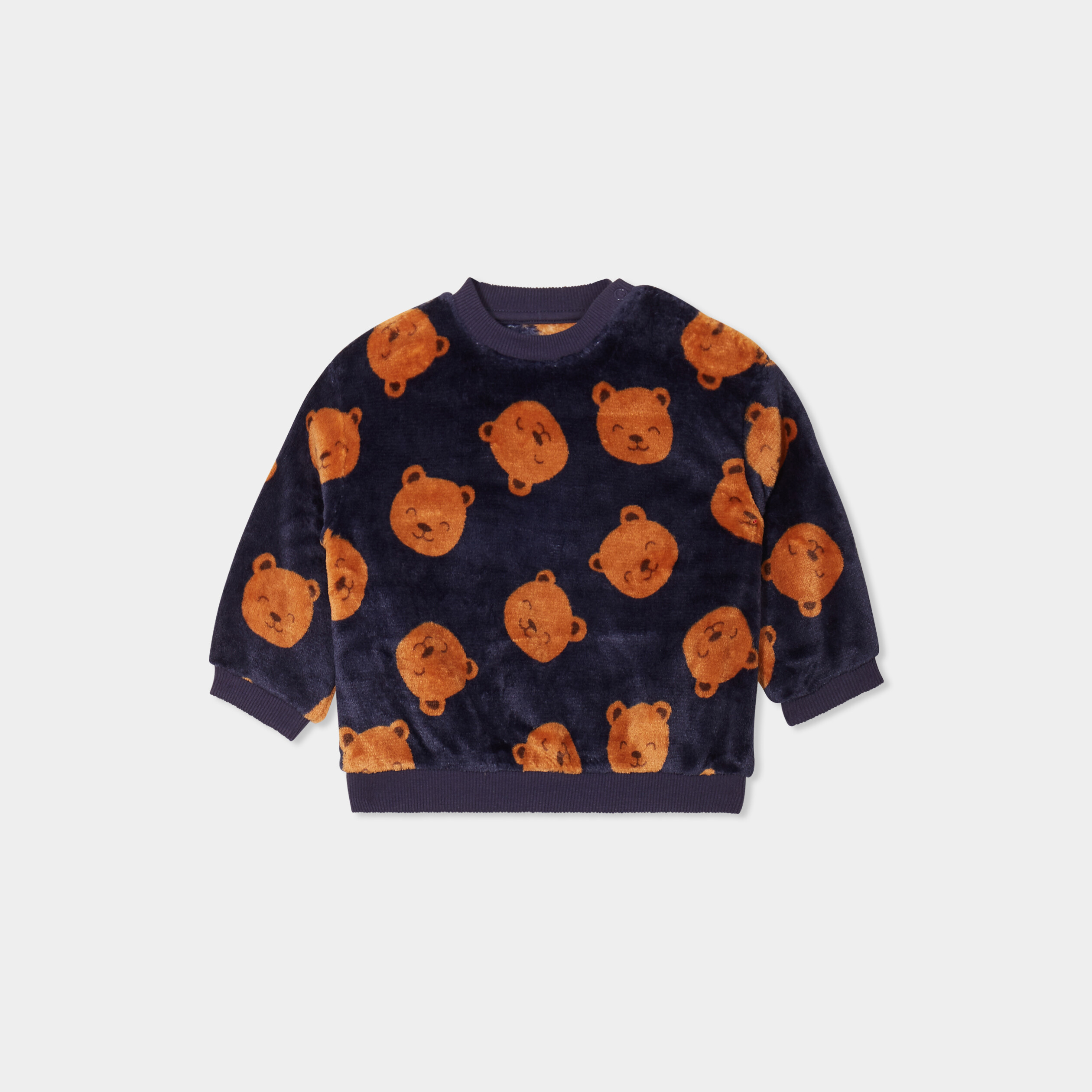 sweat aspect velours manches longues bleu marine bebeg Sweat aspect velours manches longues bleu marine bébé garçon