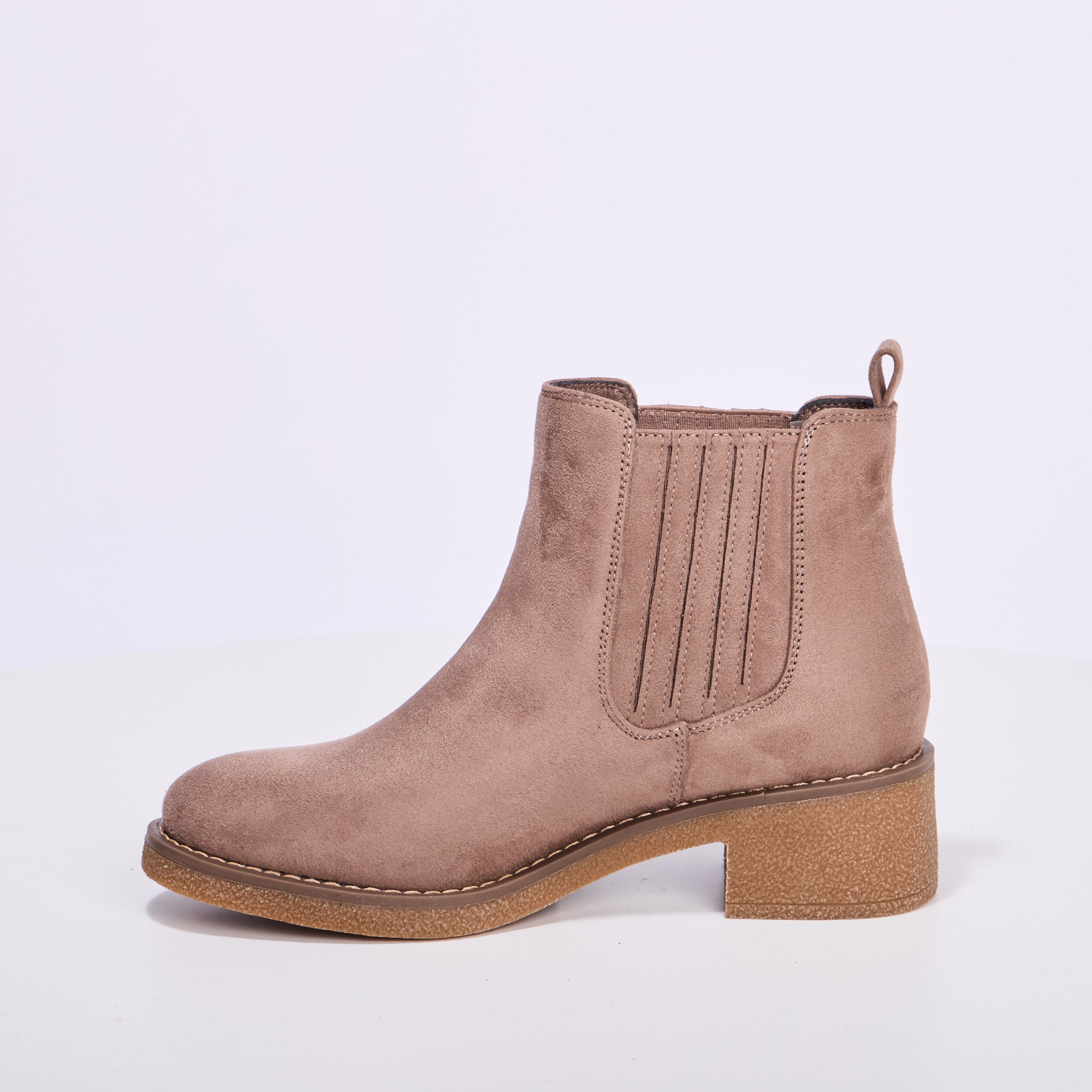 Boots chelsea talons 4 cm taupe femme