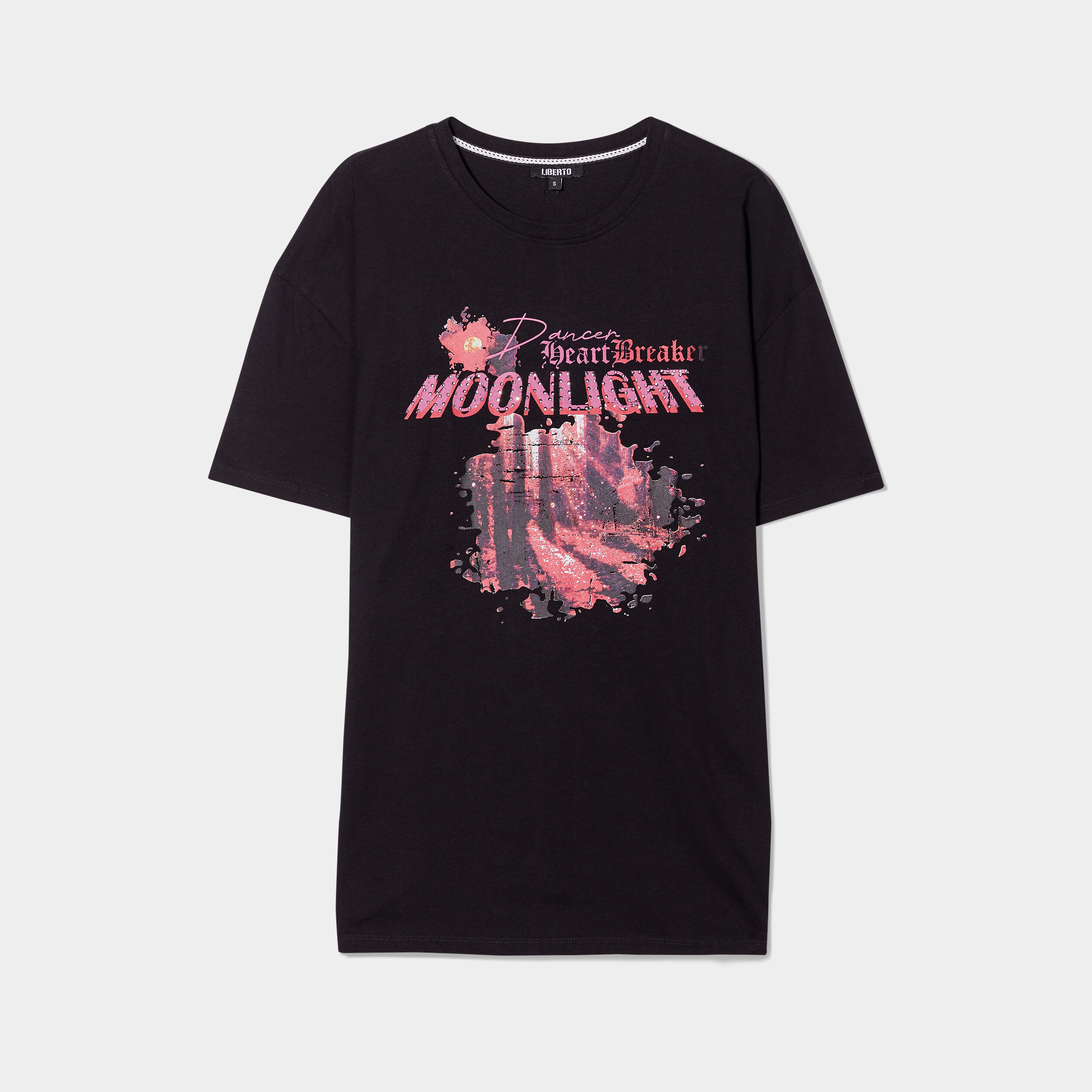 T-shirt &agrave; strass manches courtes Liberto noir femme