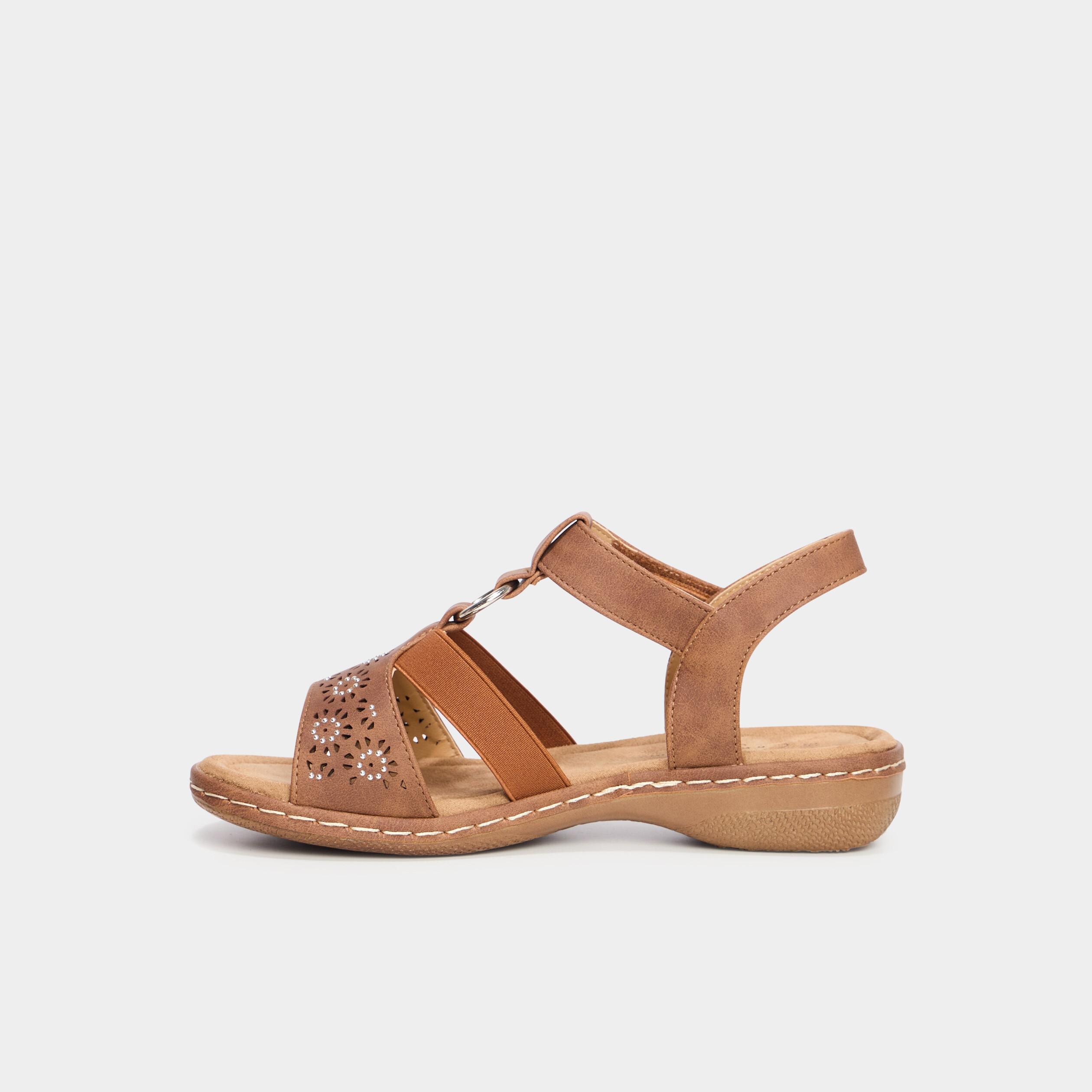 Sandales talons compens&eacute;s marron clair femme