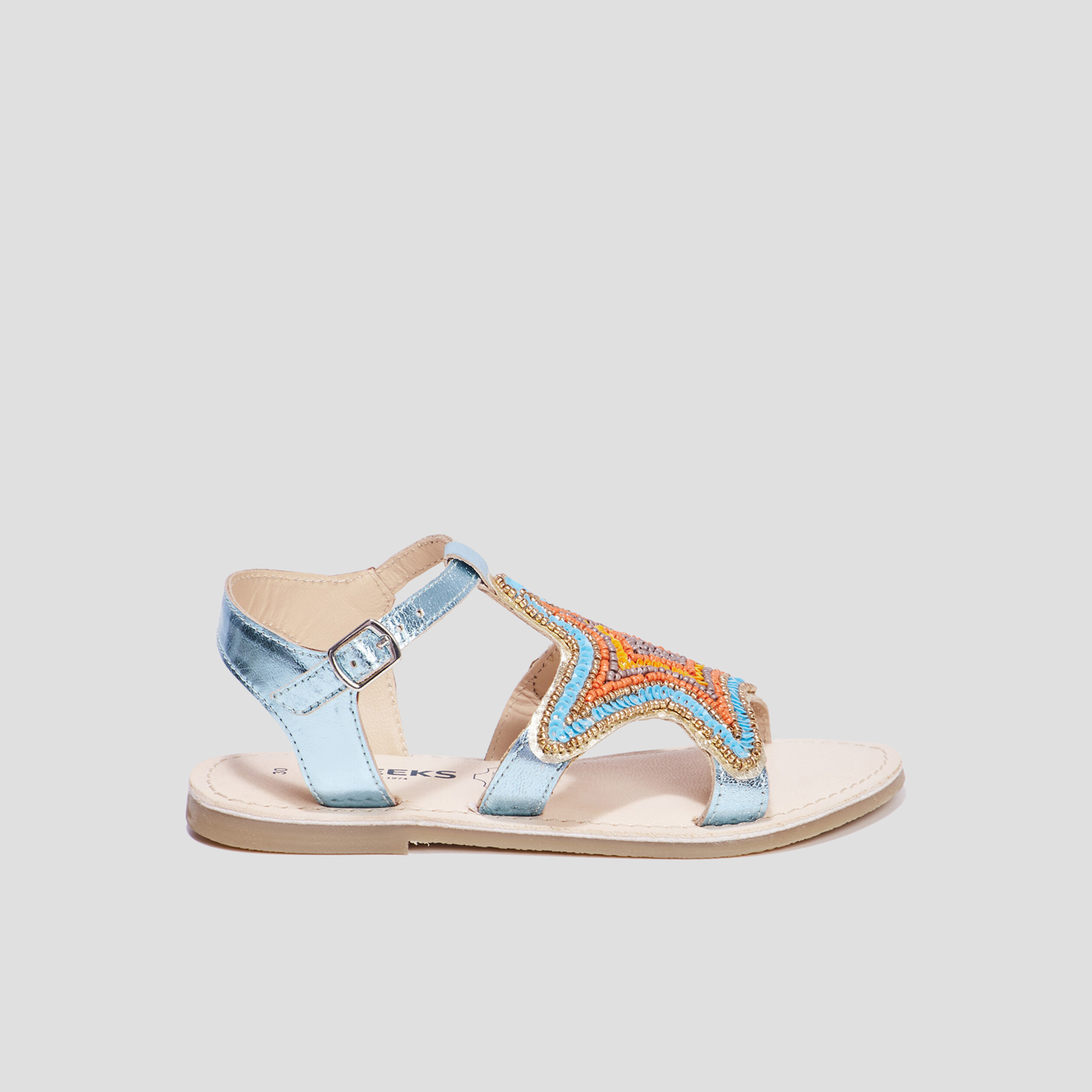 sandales avec perles en cuir creeks bleu fille Sandales avec perles en cuir Creeks bleu fille