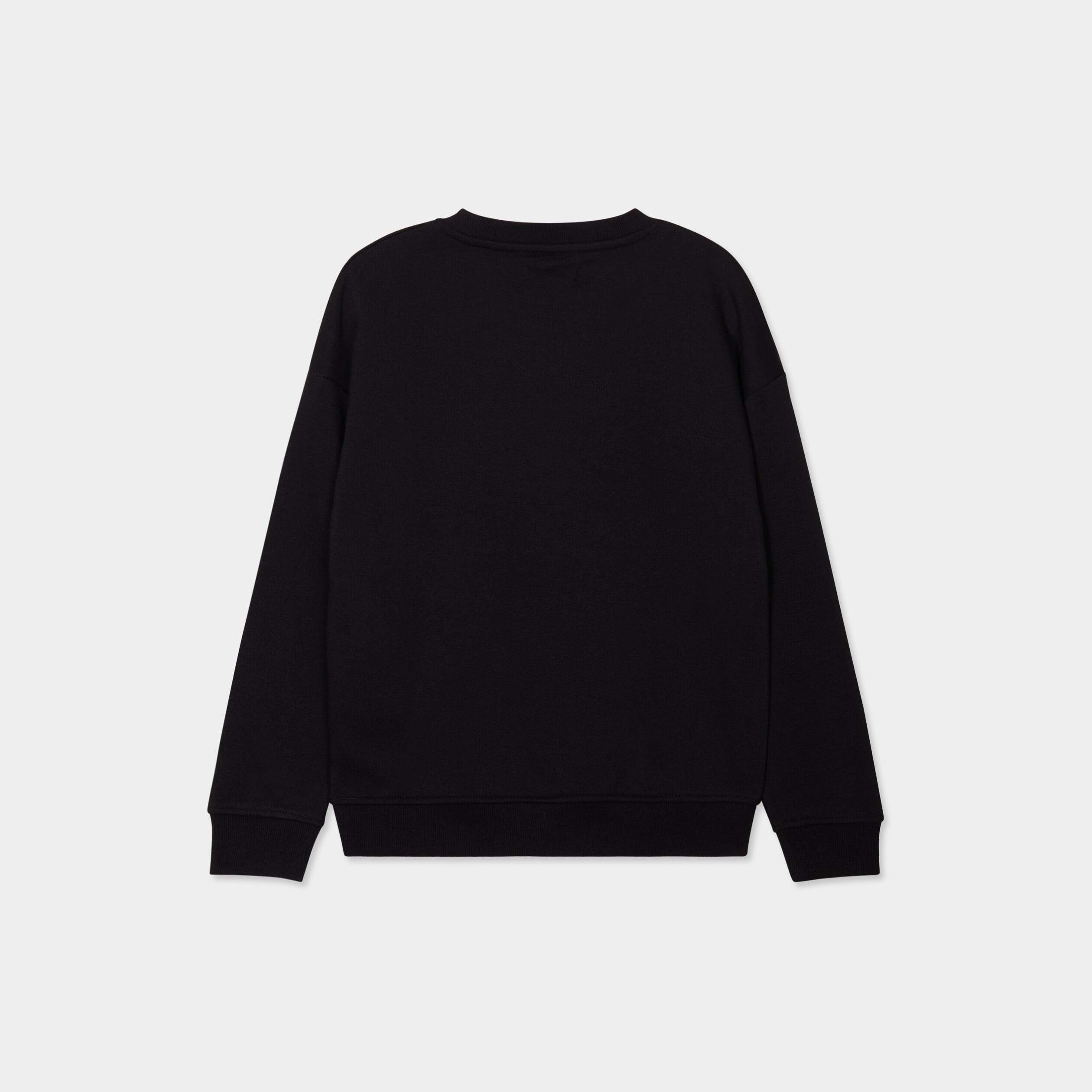 Sweat oversize manches longues col rond noir gar&ccedil;on