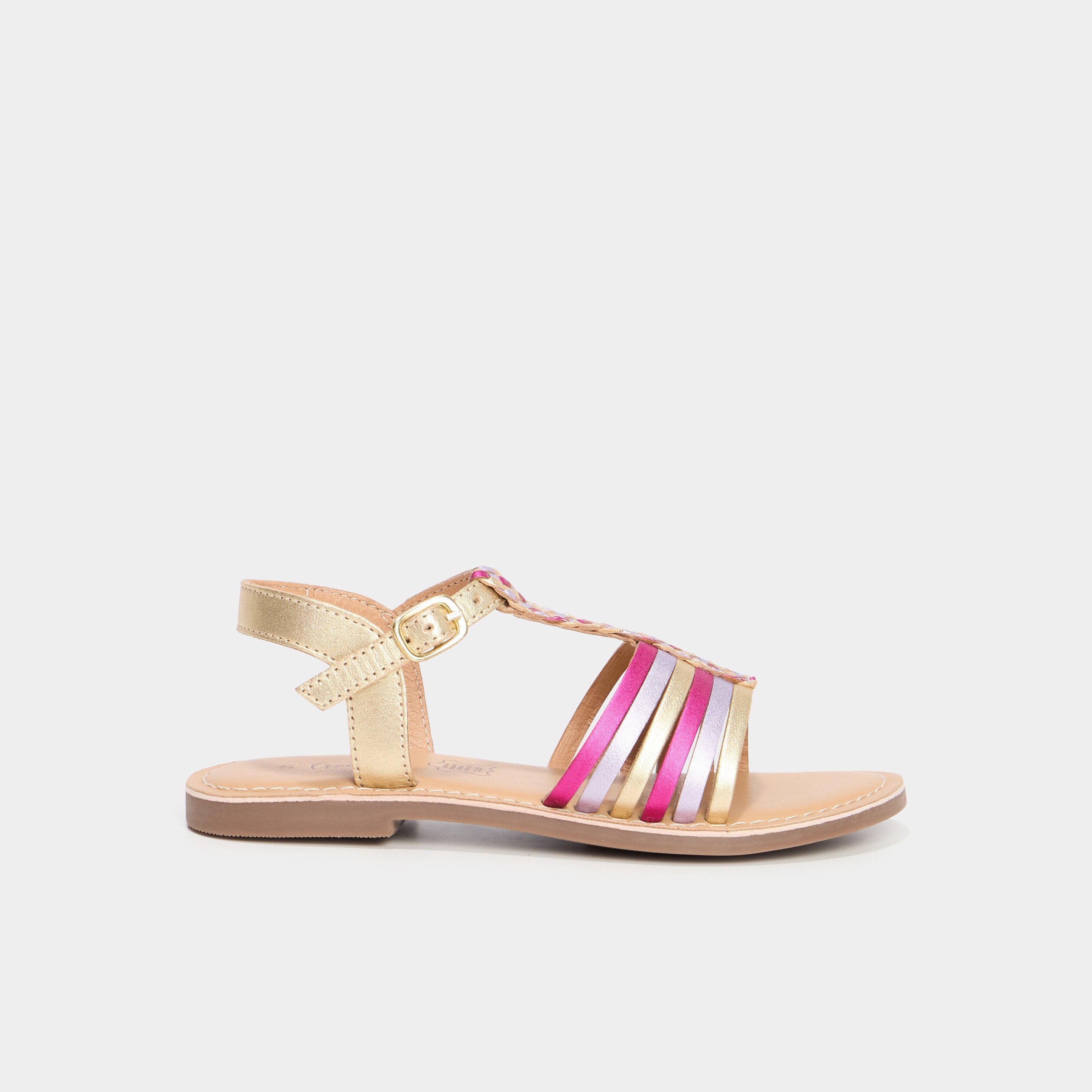 sandales multibrides tressees en cuir multicolore fille Sandales multibrides tressées en cuir multicolore fille