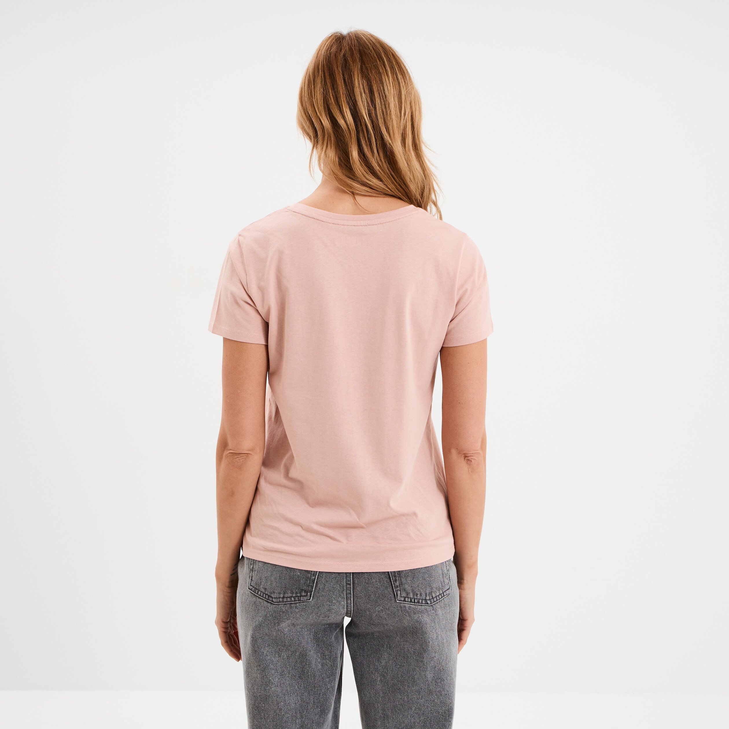 t shirt col rond manches courtes creeks rose poudree femme T-shirt col rond manches courtes Creeks rose poudrée femme