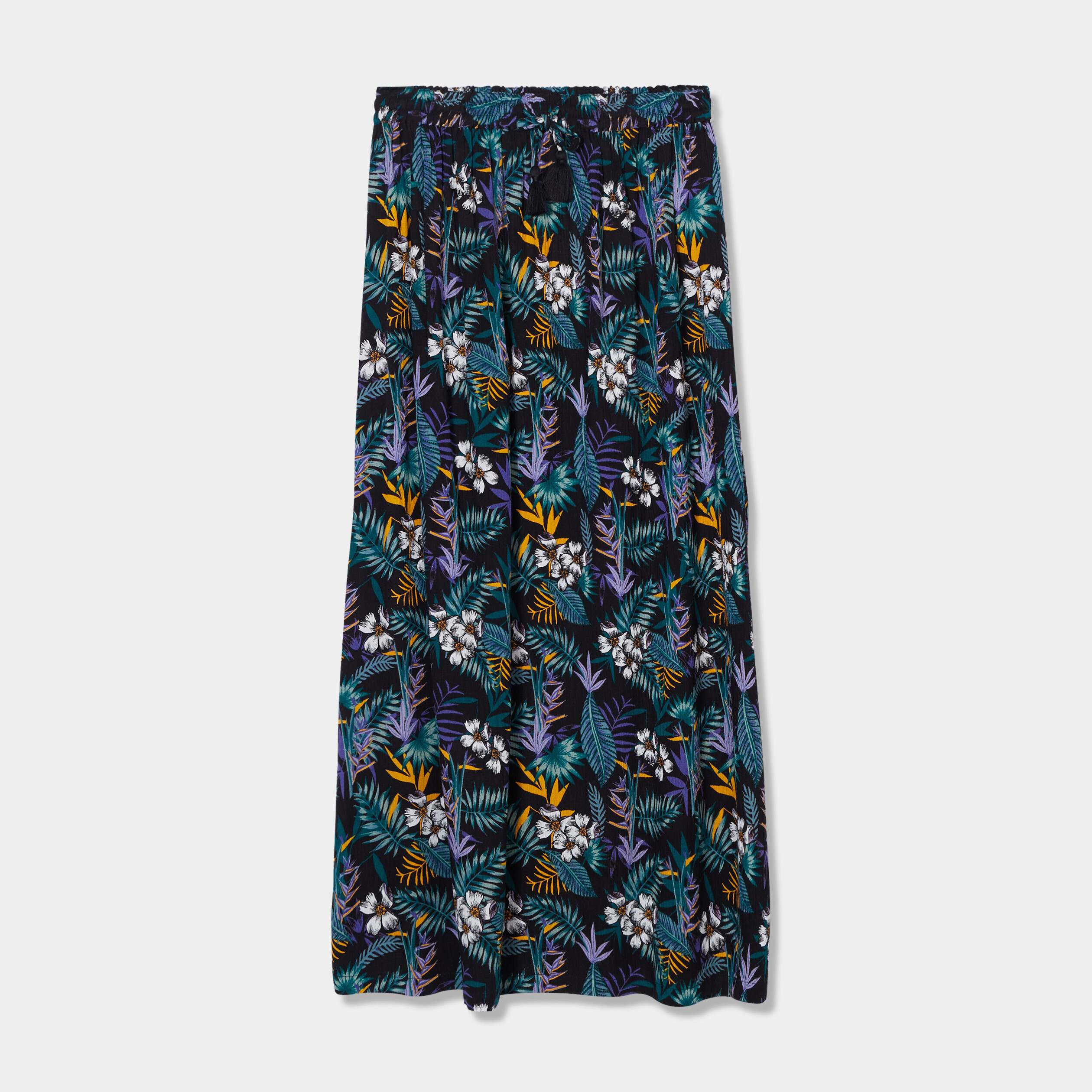 jupe longue fluide crepon noir femme Jupe longue fluide crépon noir femme