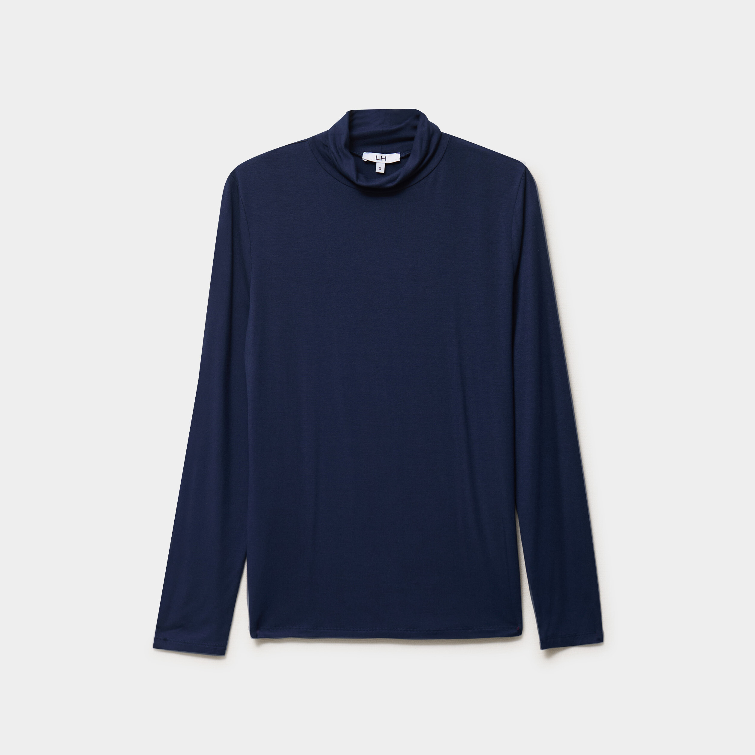 T-shirt manches longues col roul&eacute; bleu marine femme