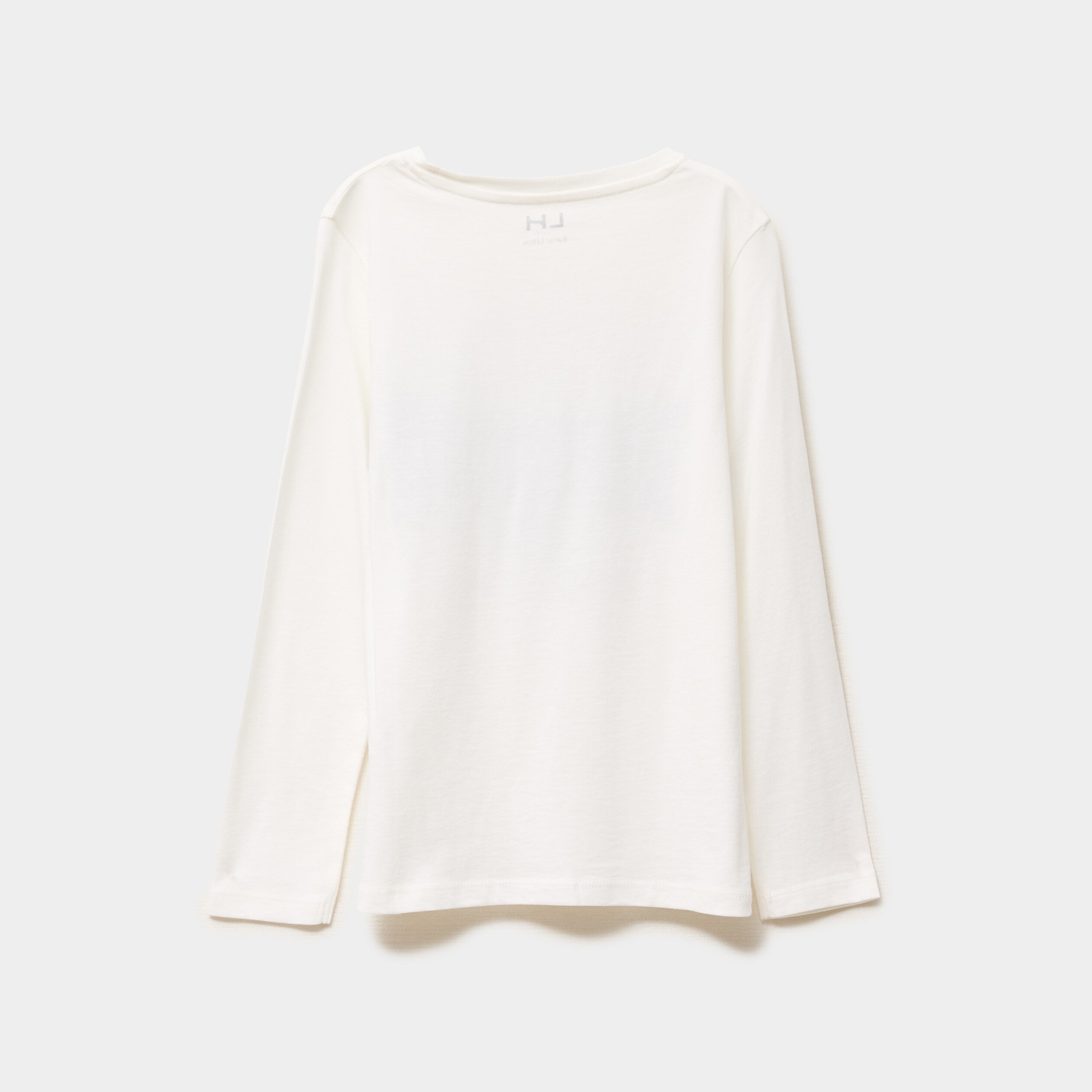 t shirt col rond manches longues coton blanc garcon T-shirt col rond manches longues coton blanc garçon