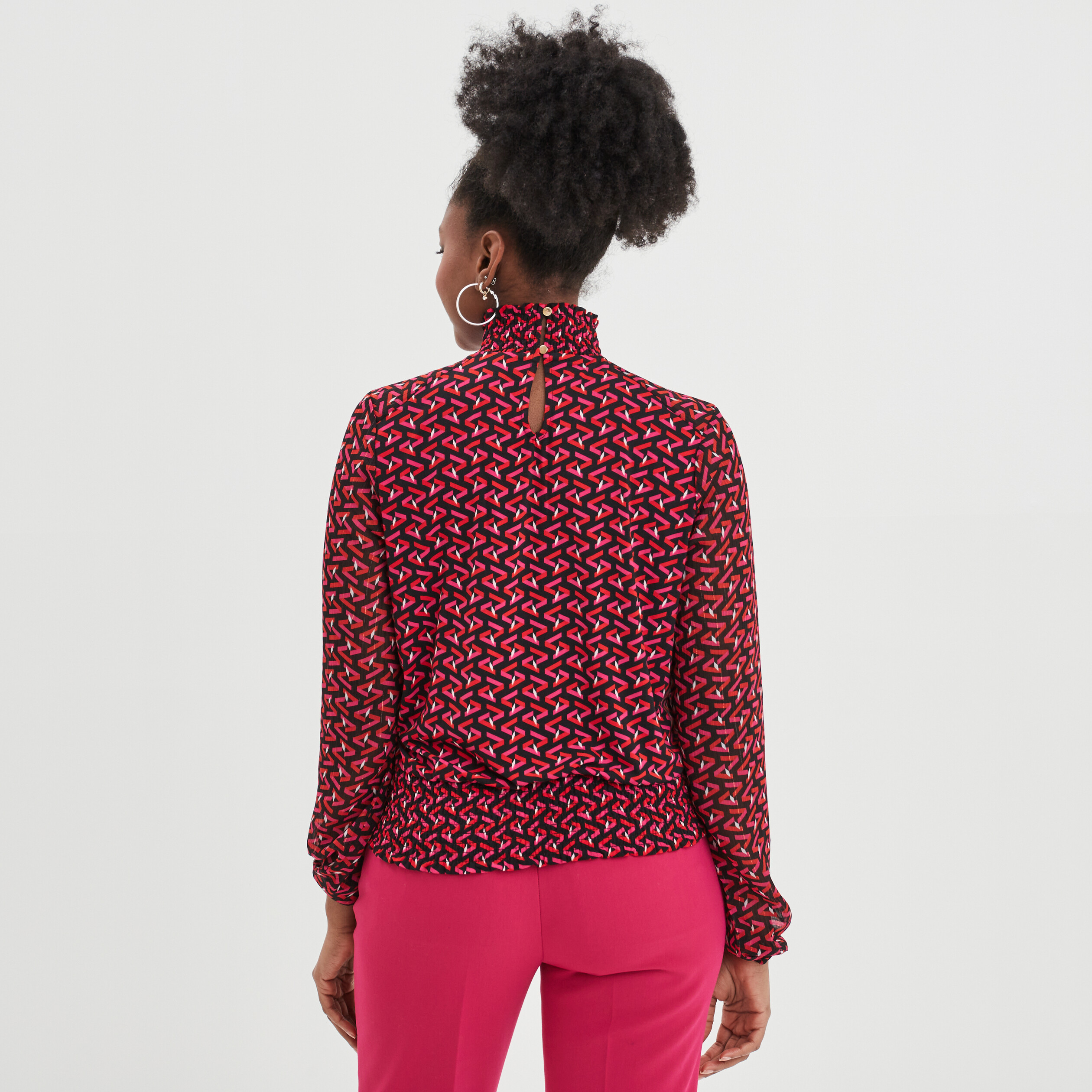 blouse manches longues a col montant noir femme Blouse manches longues à col montant noir femme