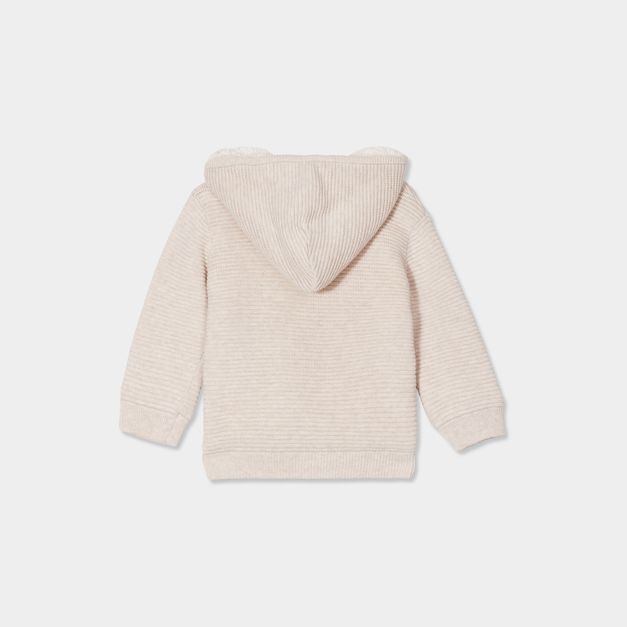 gilet tricot reversible a capuche creeks beige bebeg Gilet tricot réversible à capuche Creeks beige bébé garçon