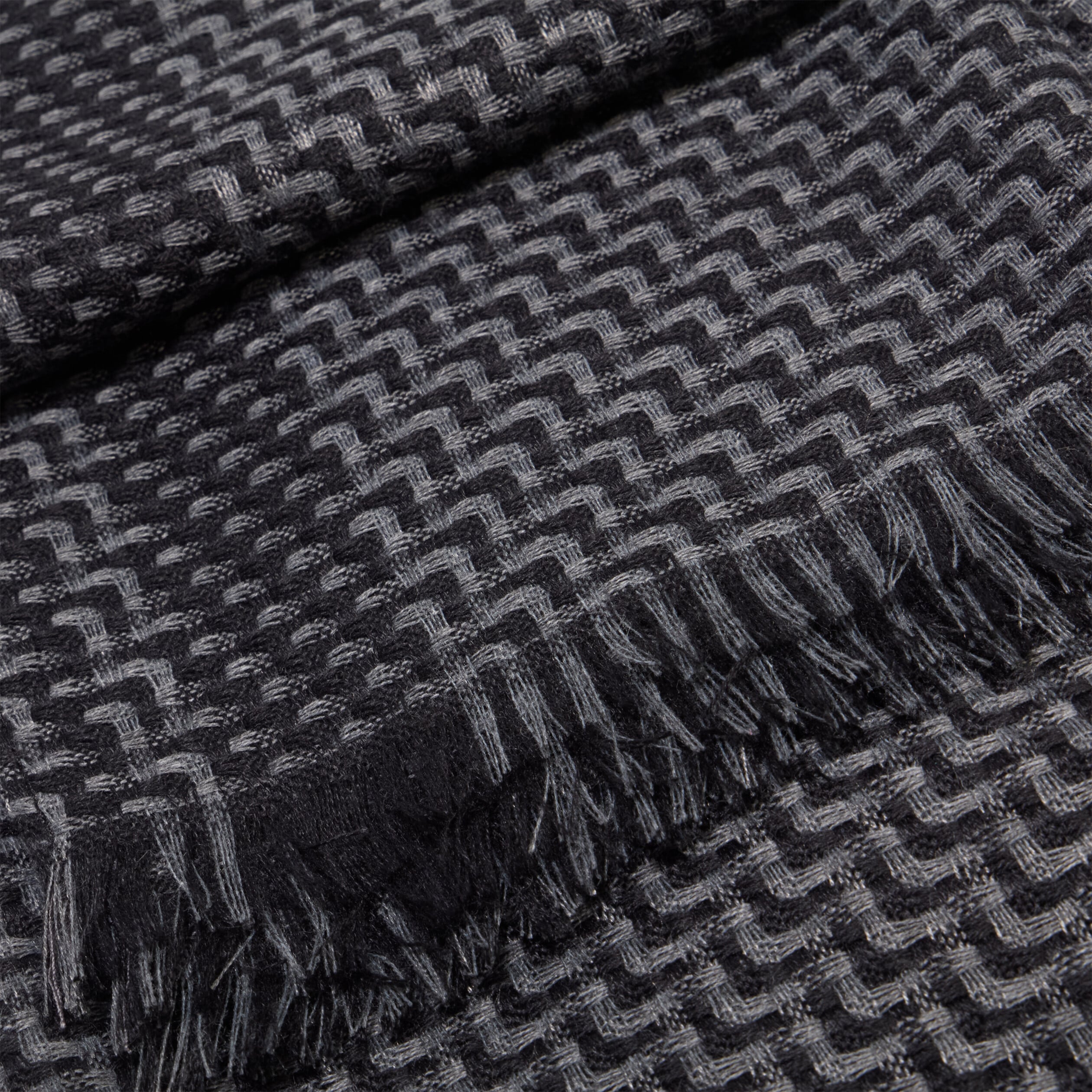 Foulard rectangulaire avec bords franges noir homme