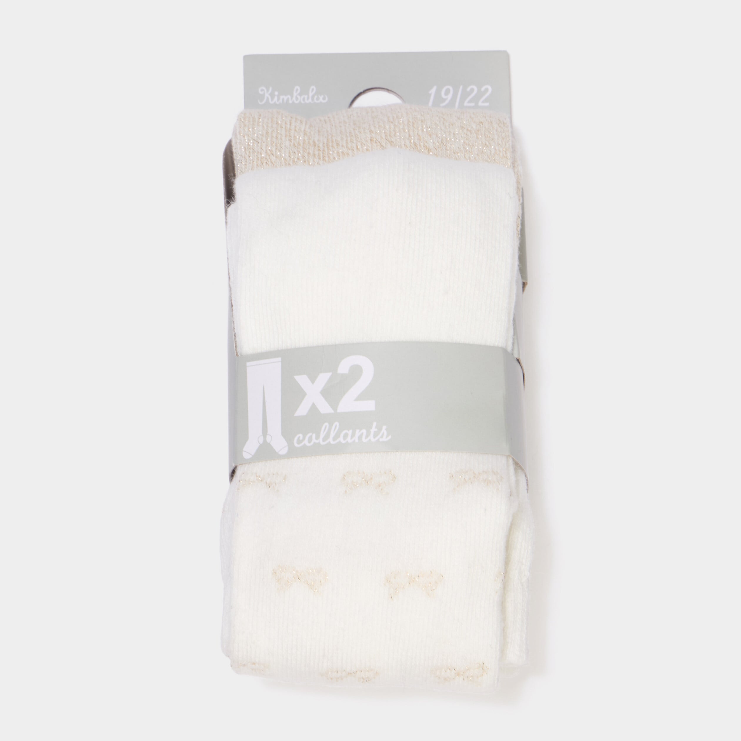Lot 2 collants opaques m&eacute;lange coton ivoire b&eacute;b&eacute; fille