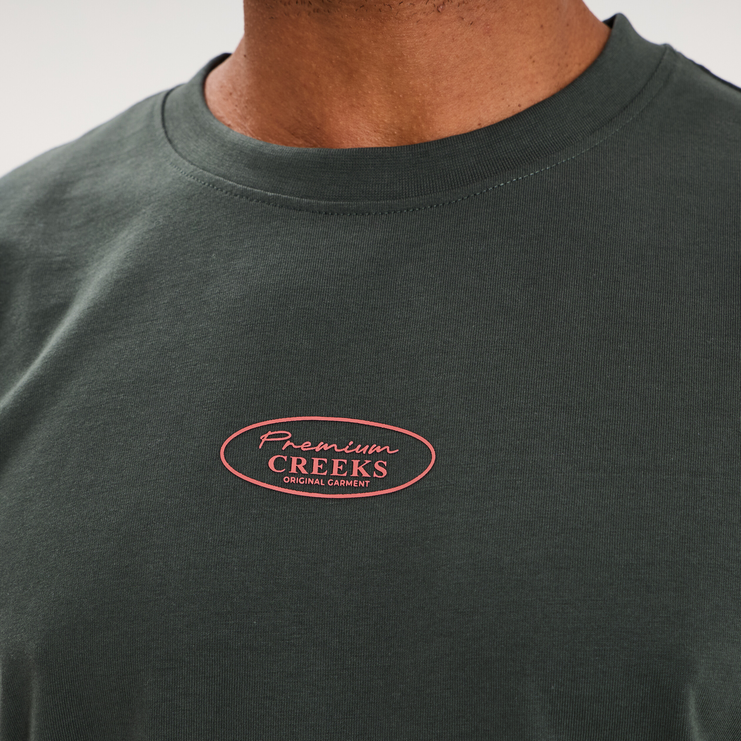 T-shirt droit manches courtes coton vert homme