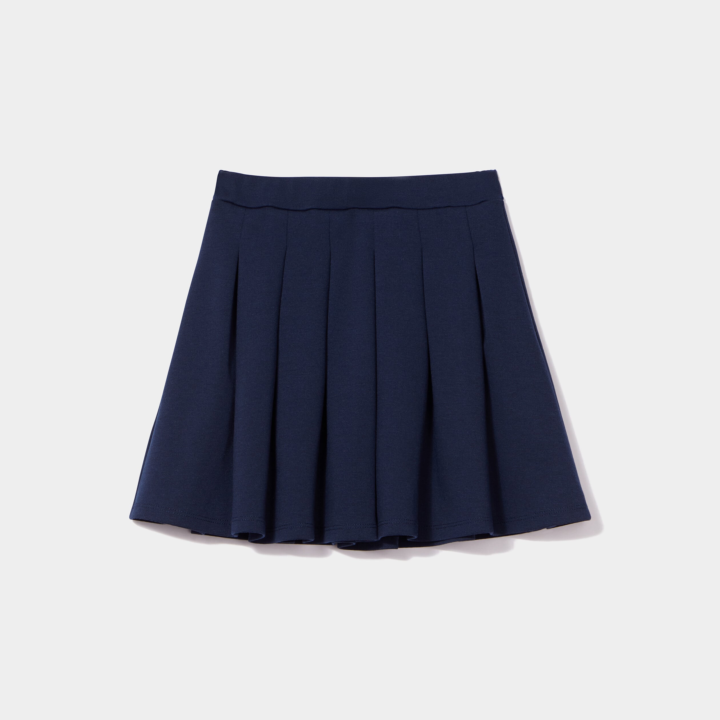 Jupe courte patineuse pliss&eacute;e bleu marine fille