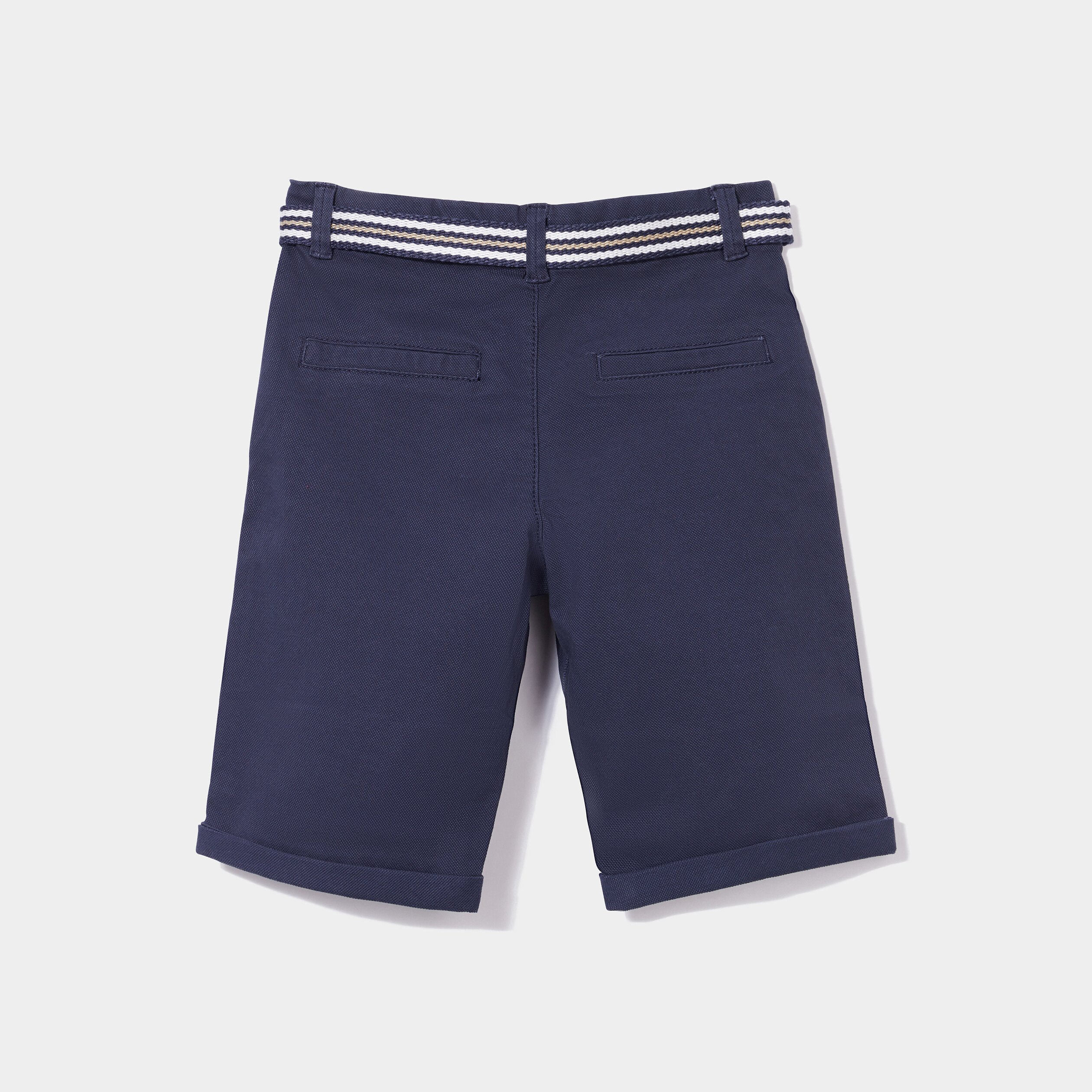 short droit ceinture bleu marine garcon Short droit ceinturé bleu marine garçon