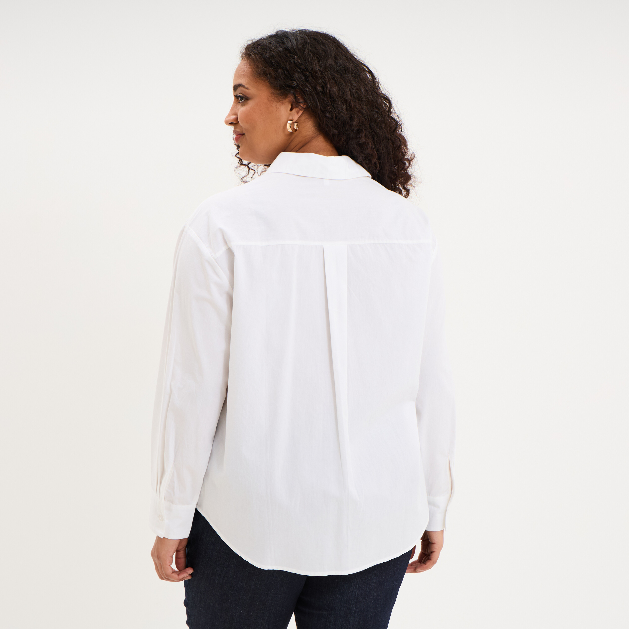 Chemise oversize manches longues coton blanc femme grande taille