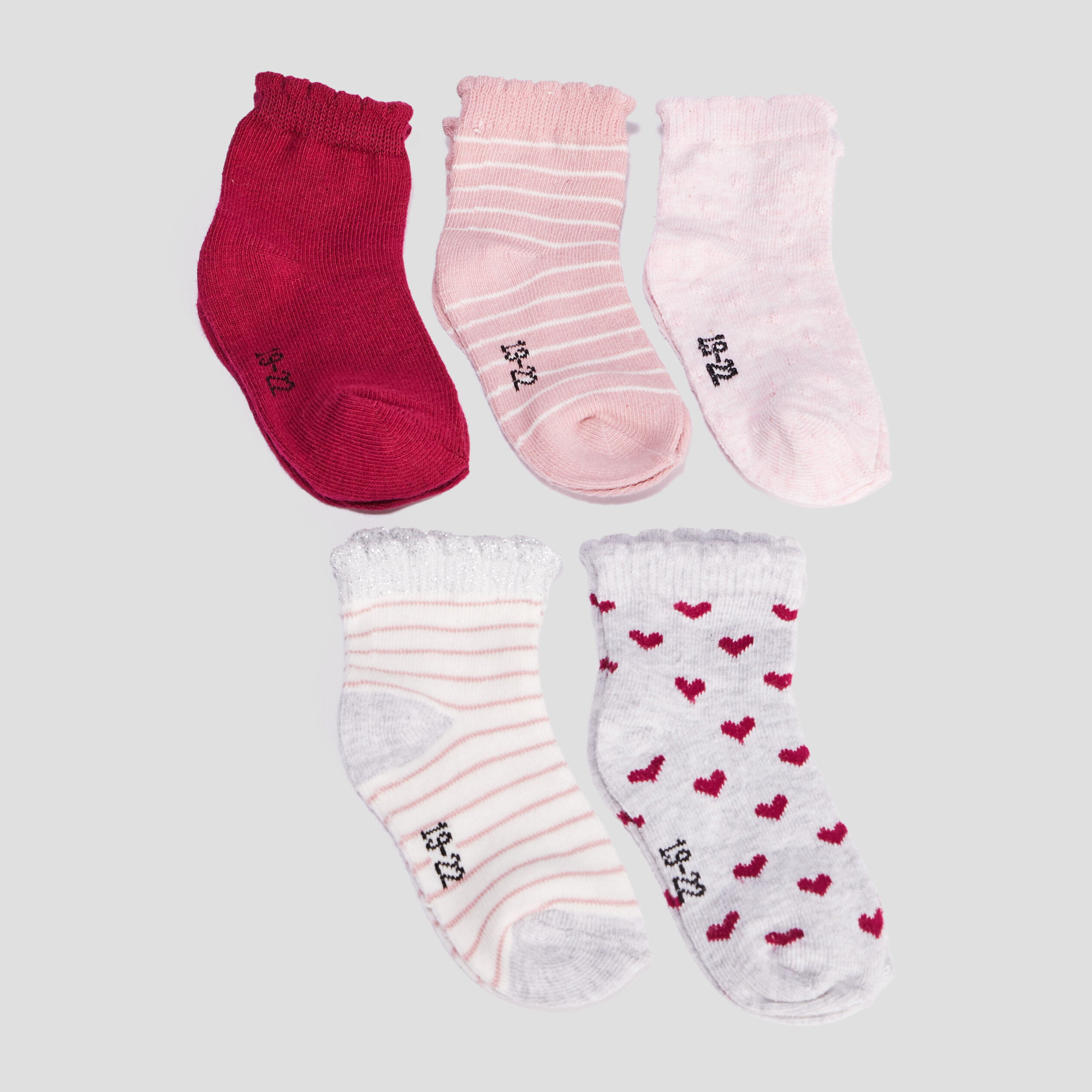 Lot 5 paires chaussettes rose bébé fille