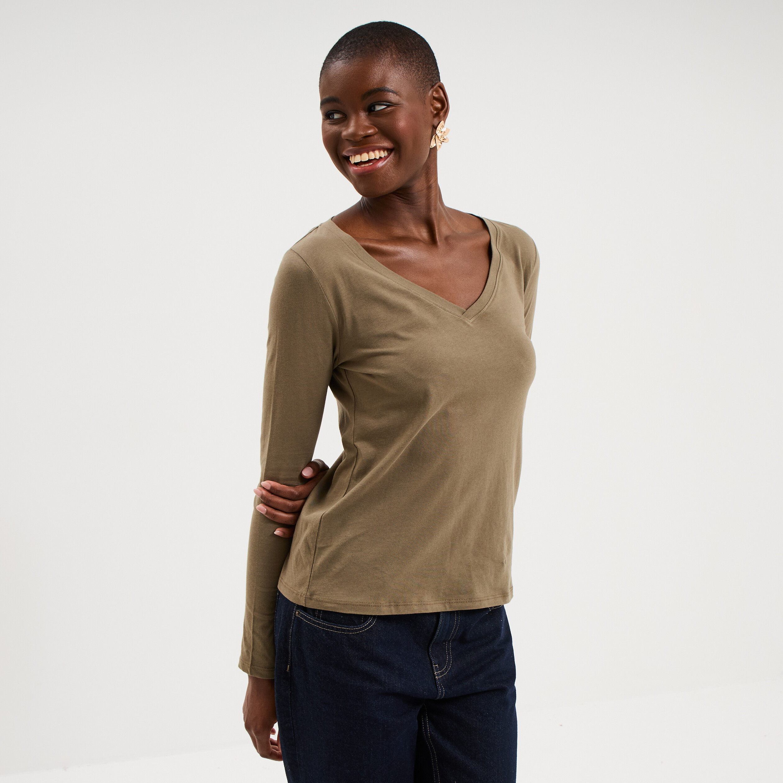 T-shirt manches courtes Femme DEFINED LIGHTWEIGHT Blanc Coton - Ref 421423-7992