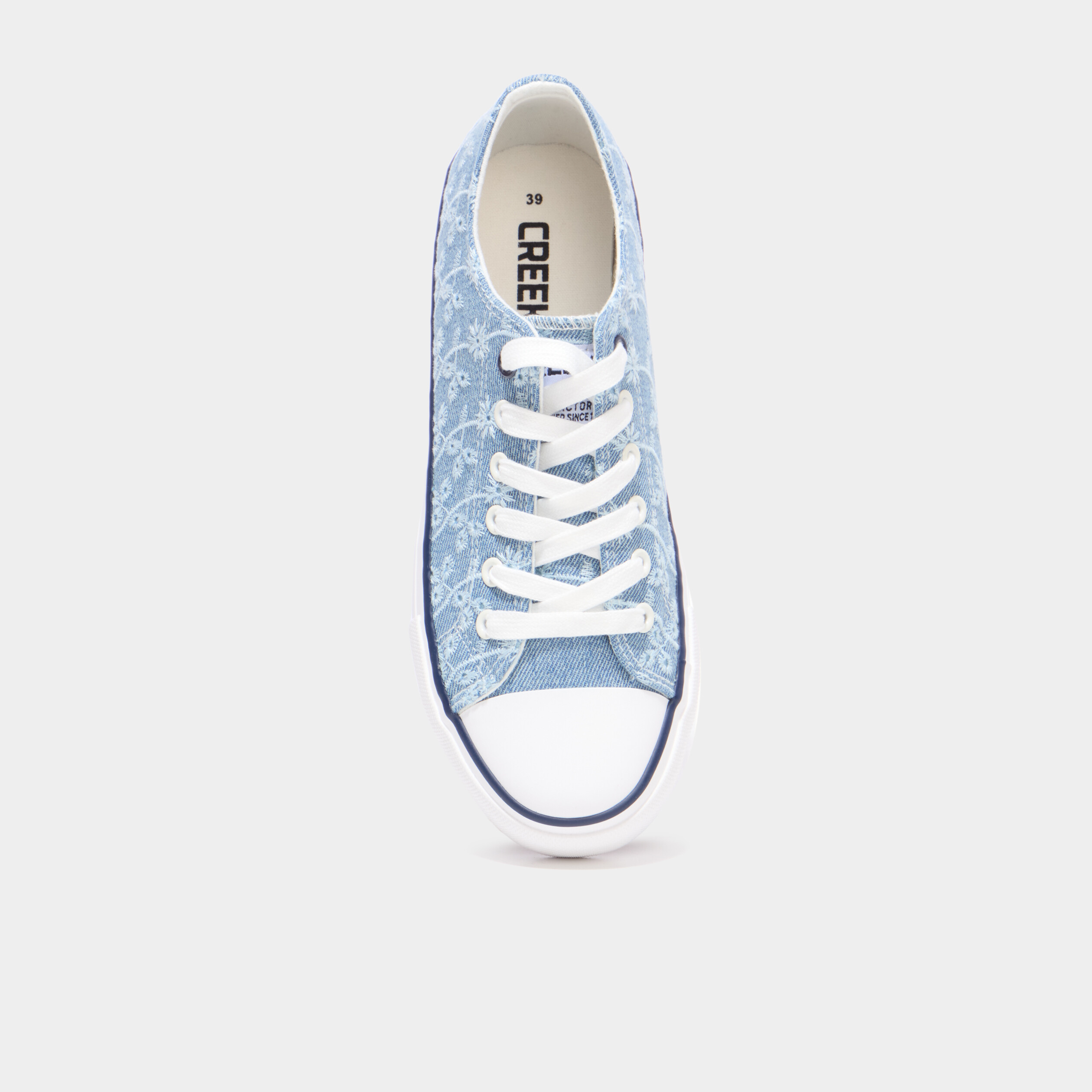 Tennis basses en toile &agrave; lacets bleu marine femme