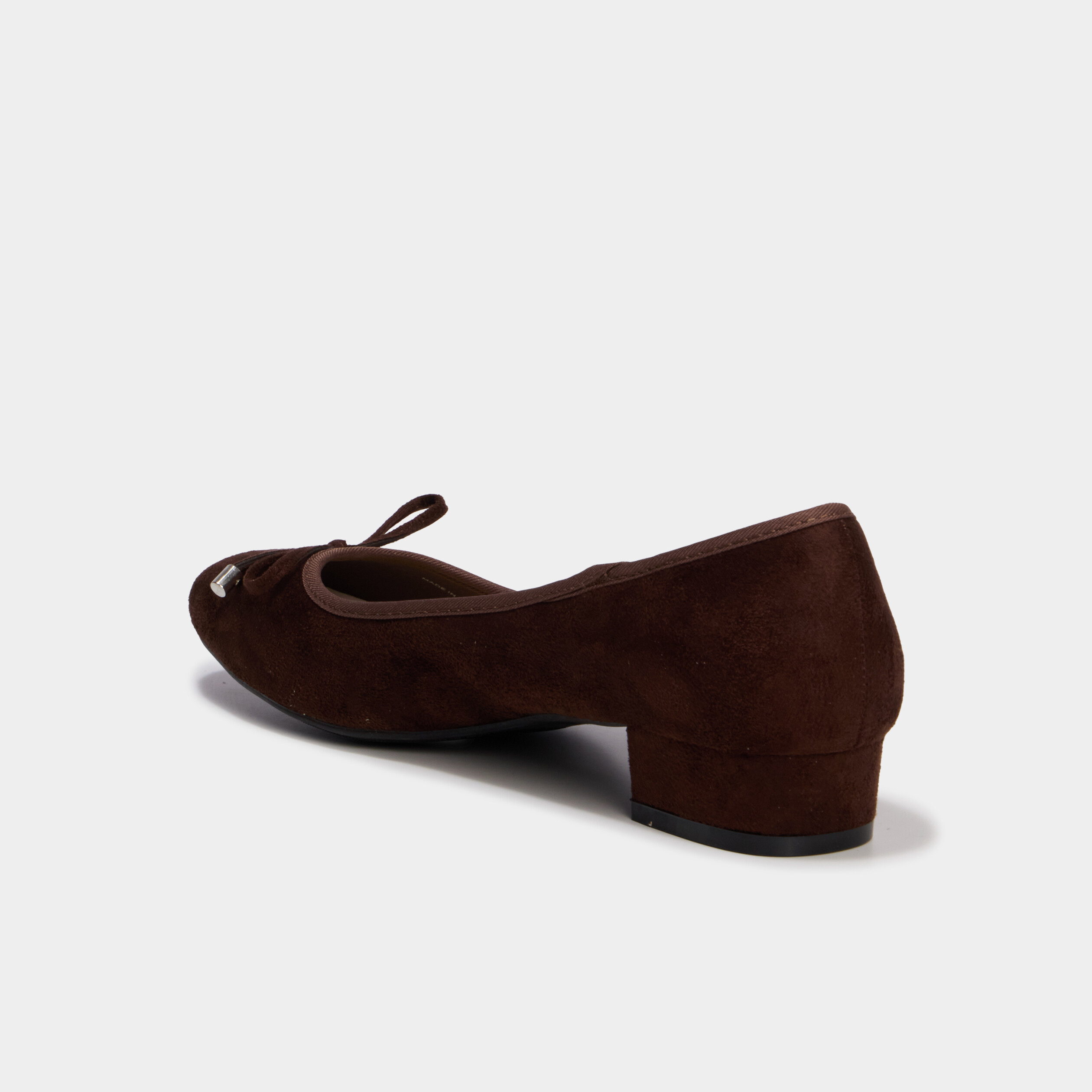 Ballerines su&eacute;dine &agrave; talons carr&eacute;s marron fonc&eacute; femme