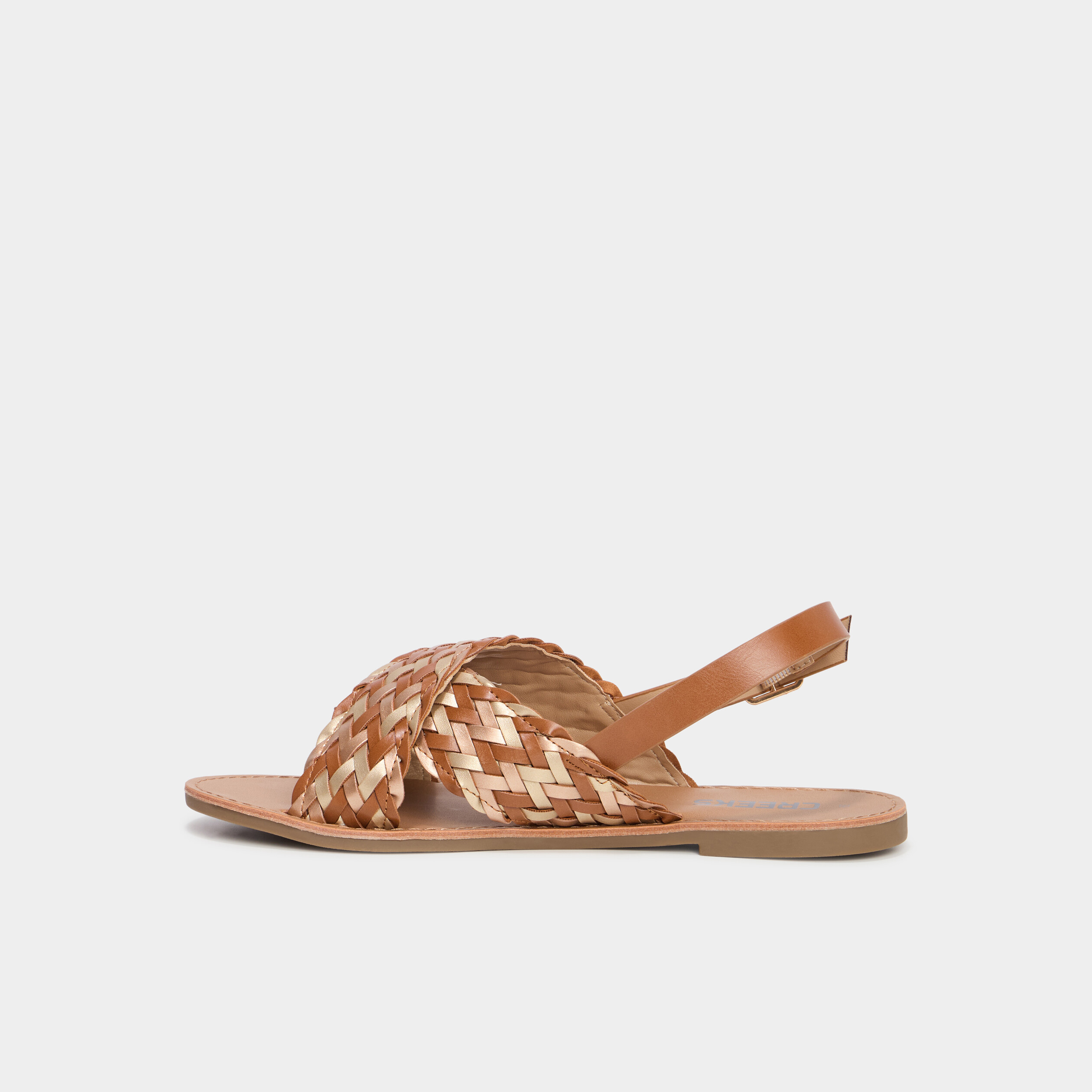 Sandales brides tress&eacute;es crois&eacute;es multicolore femme