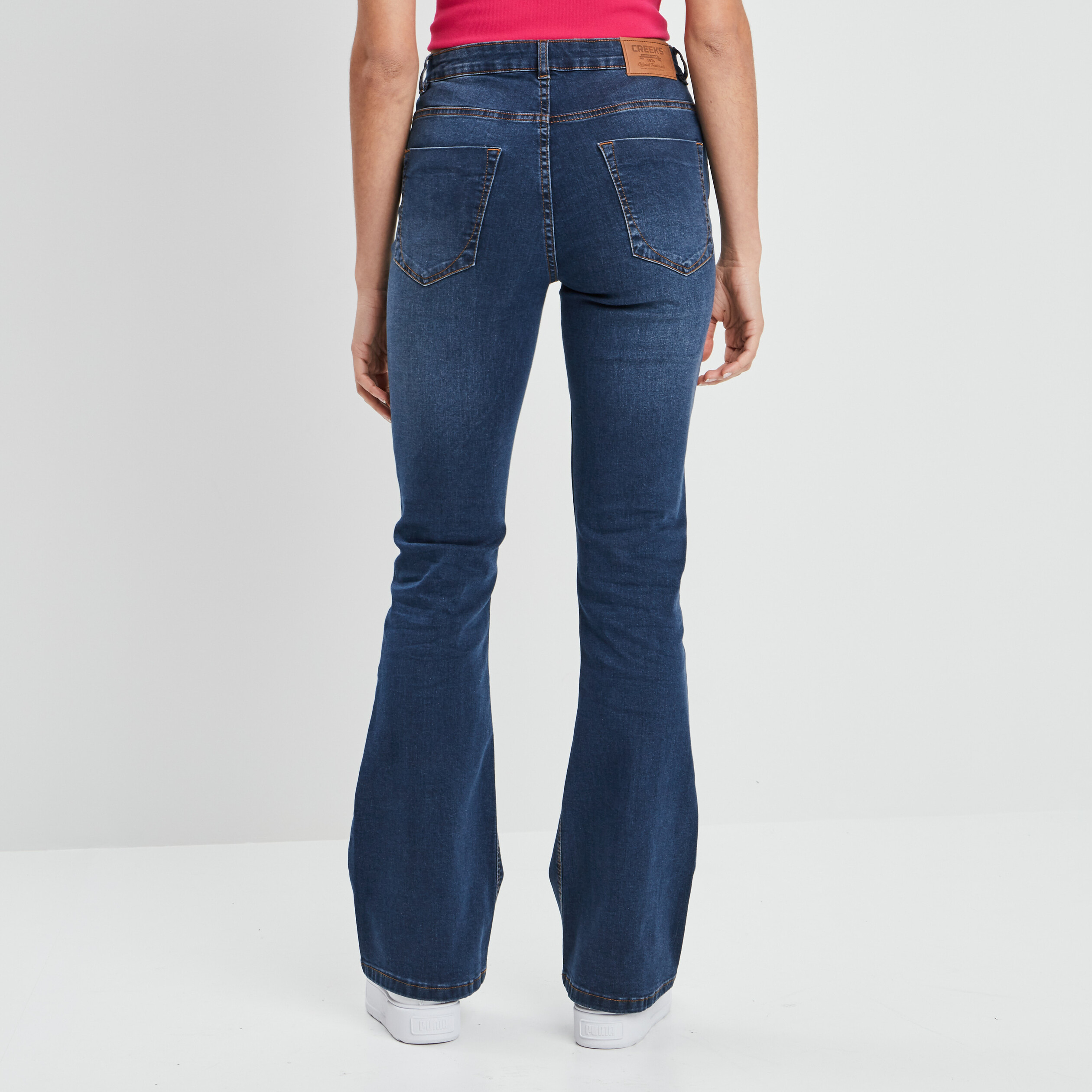jeans flare taille standard denim stone femme Jeans flare taille standard denim stone femme