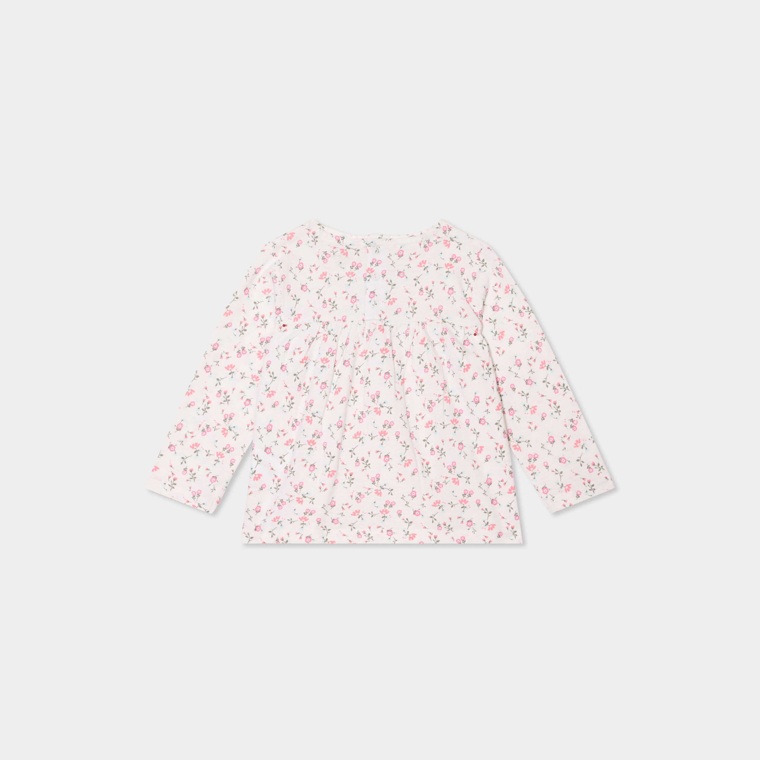 t shirt manches longues col rond coton ecru bebef T-shirt manches longues col rond coton ecru bébé fille