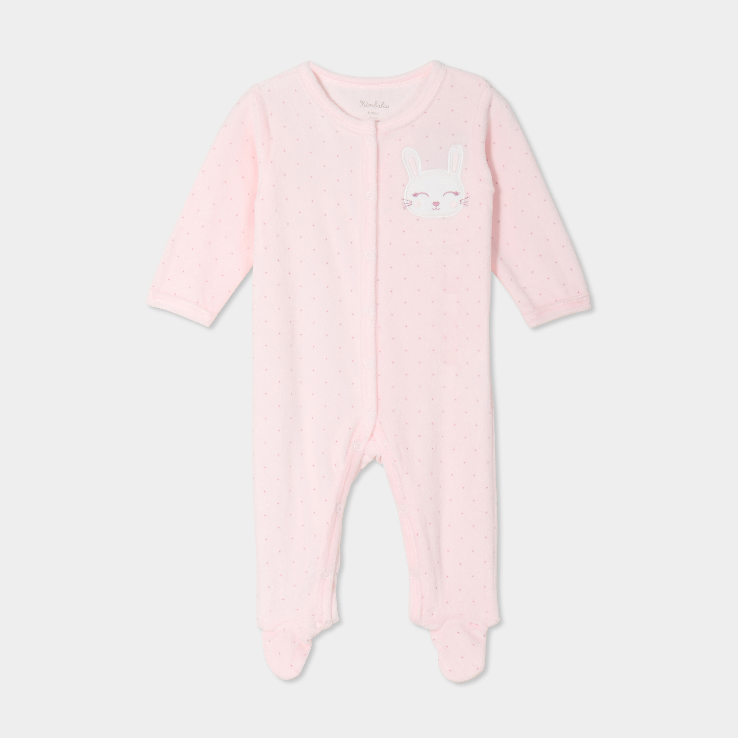 Dors-bien effet velours manches longues rose clair b&eacute;b&eacute;