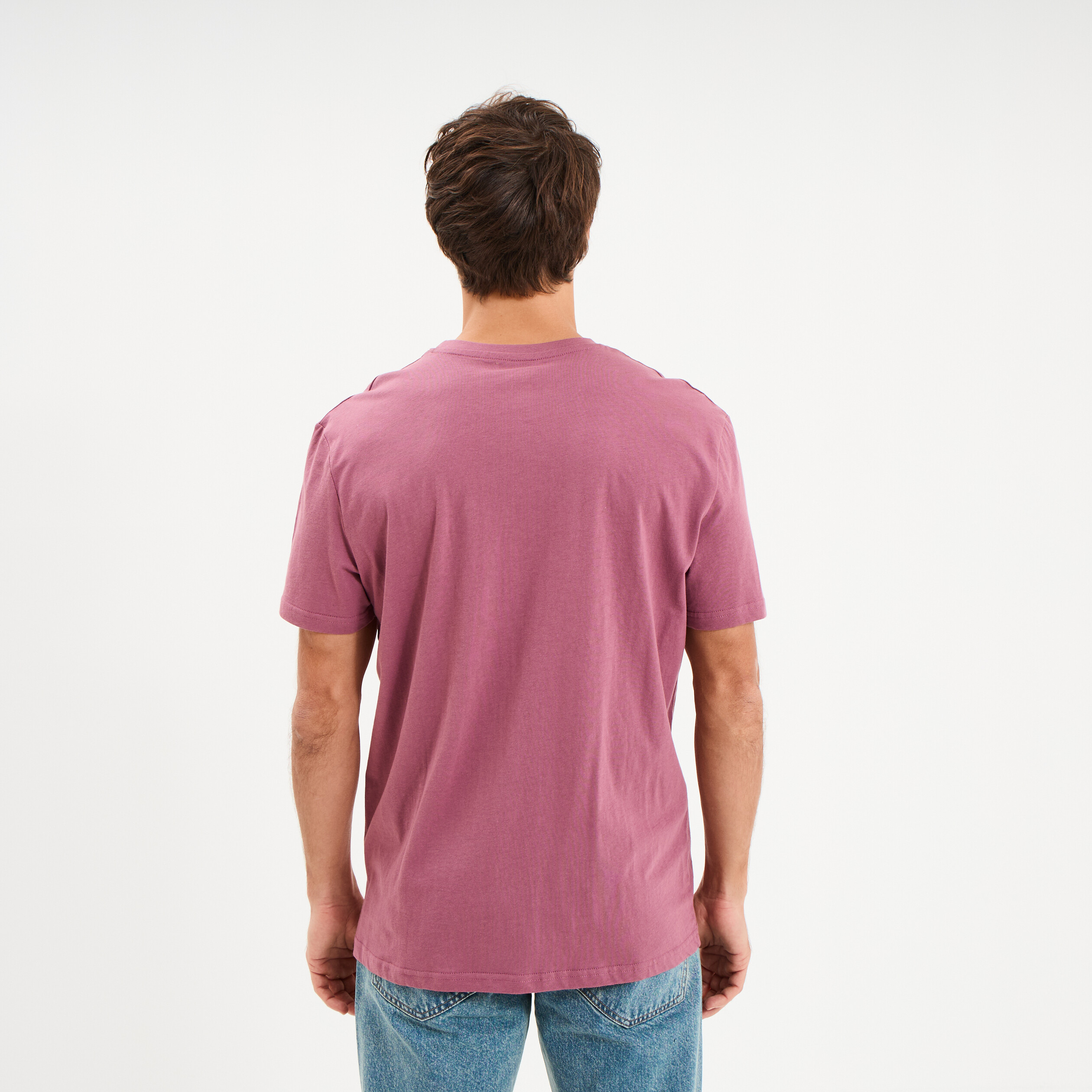 T-shirt droit en coton manches courtes mauve homme