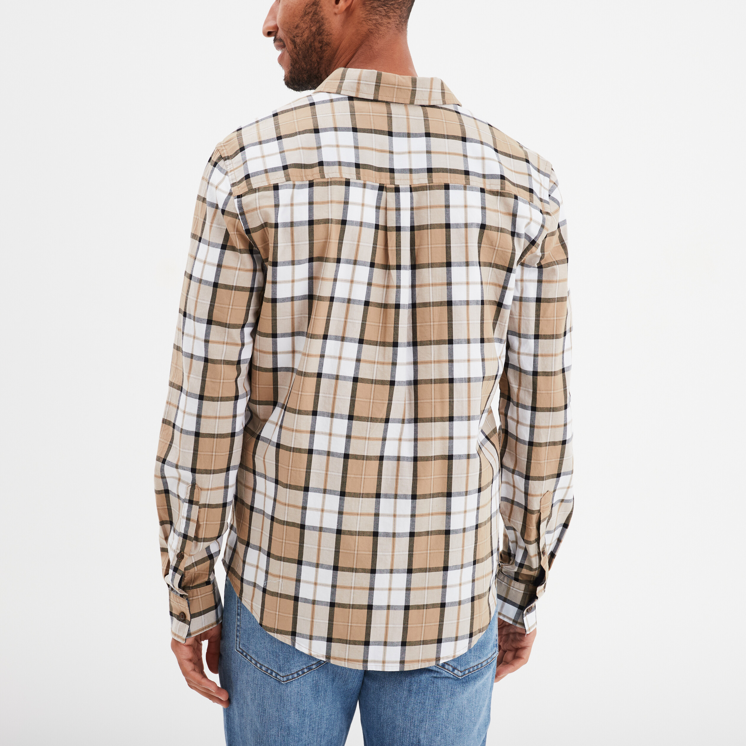 chemise droite manches retroussees beige homme Chemise droite manches retroussées beige homme