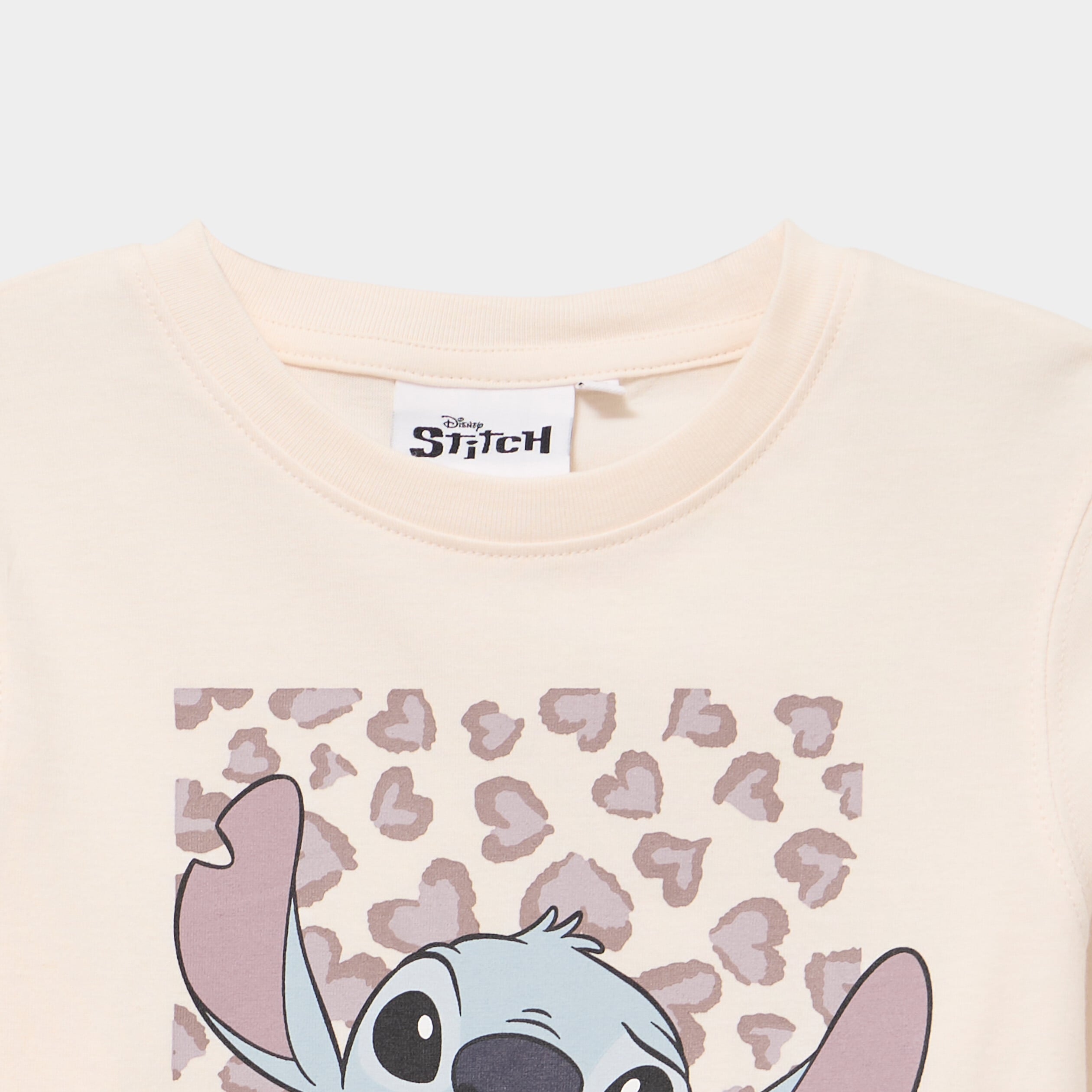 T-shirt col rond manches longues Stitch beige fille