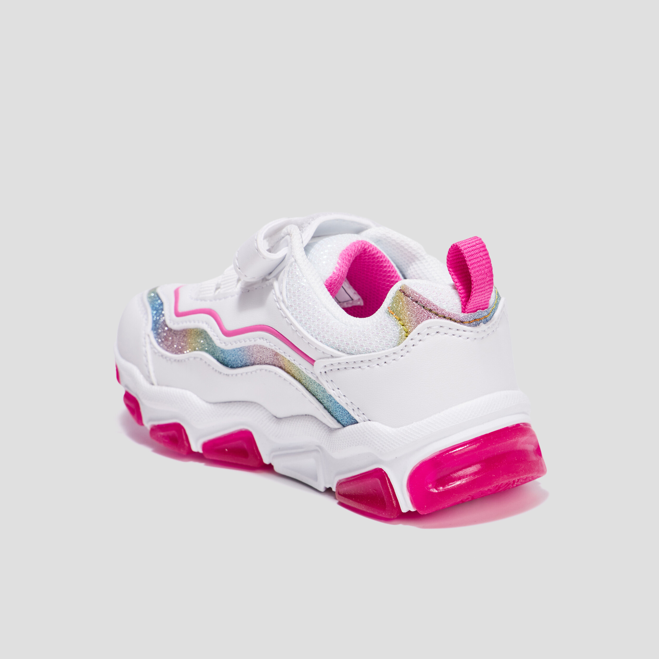 Baskets running lumineuses a scratchs blanc fille La Halle