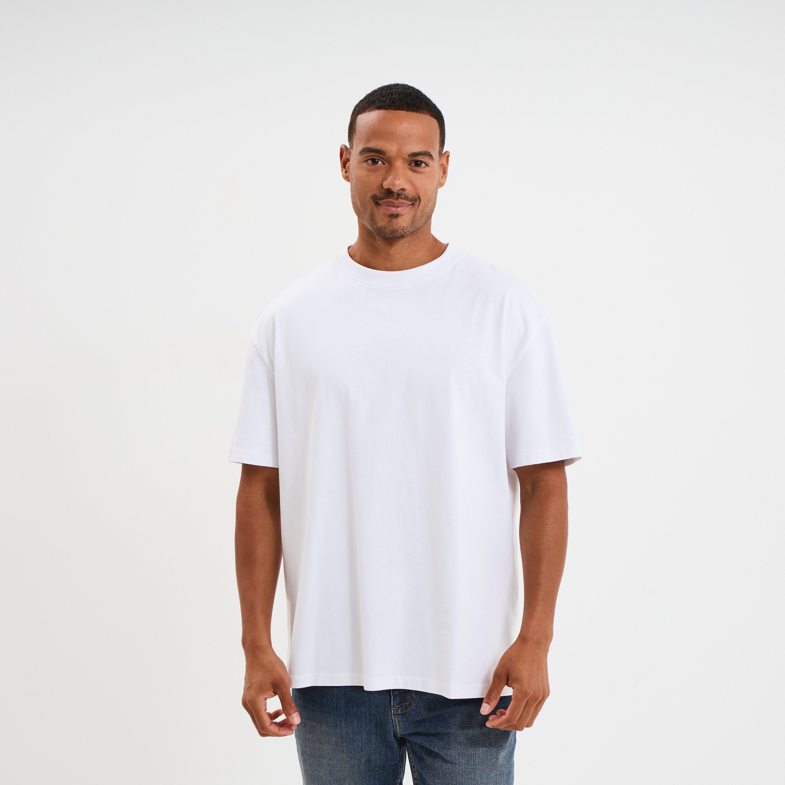 t shirt col rond manches courtes coton blanc homme T-shirt col rond manches courtes coton blanc homme