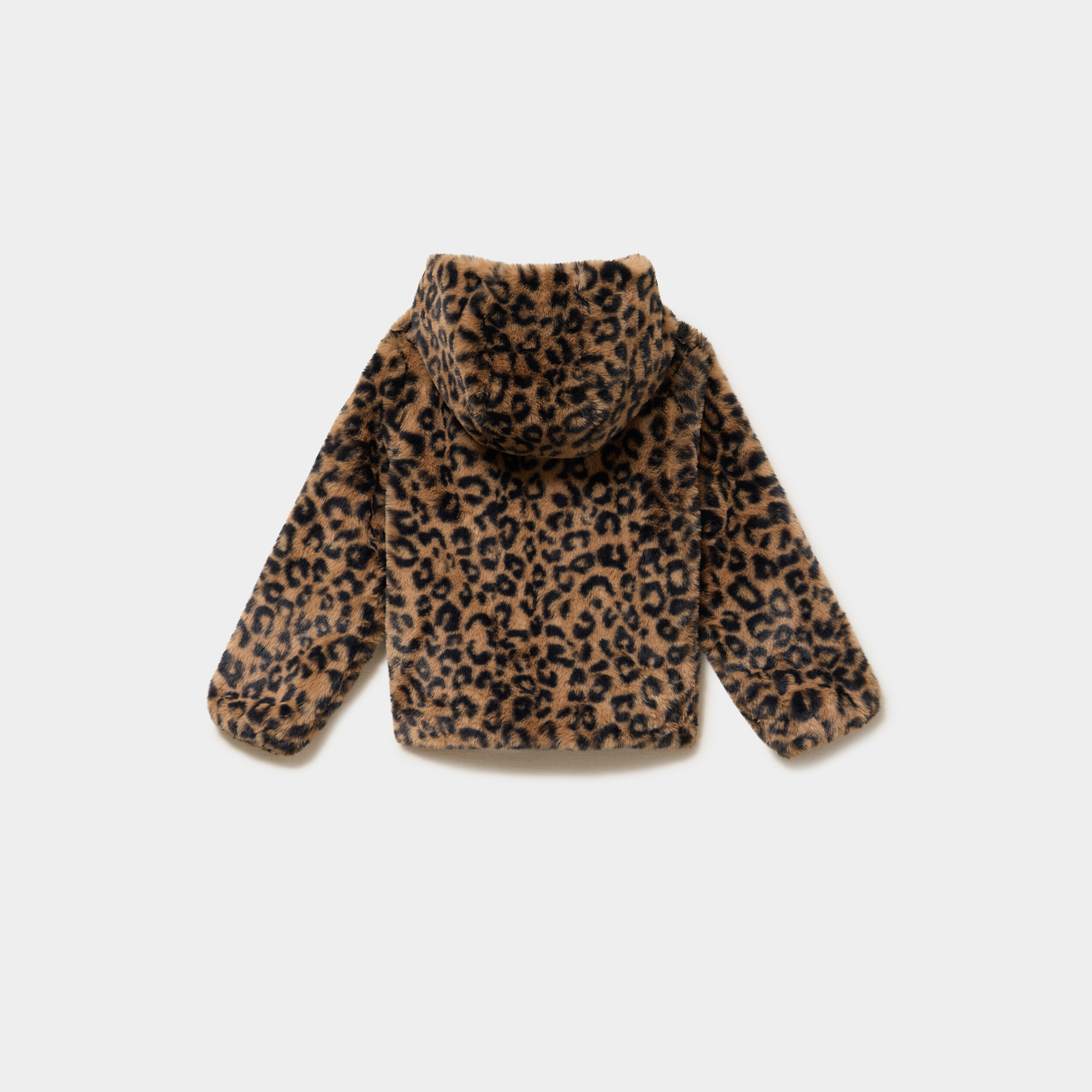 Veste imitation fourrure &agrave; capuche marron fille