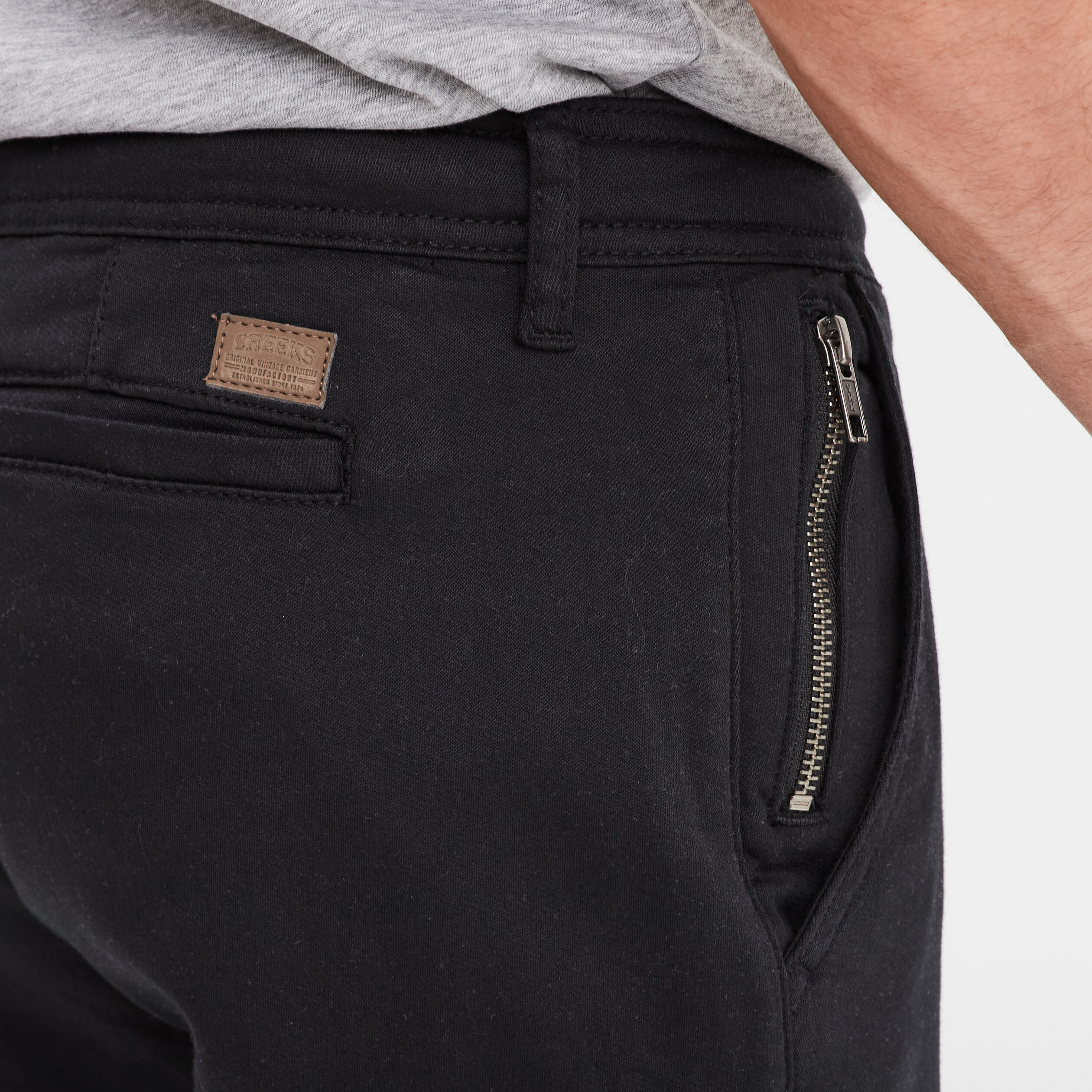 Pantalon cargo slim stretch noir homme