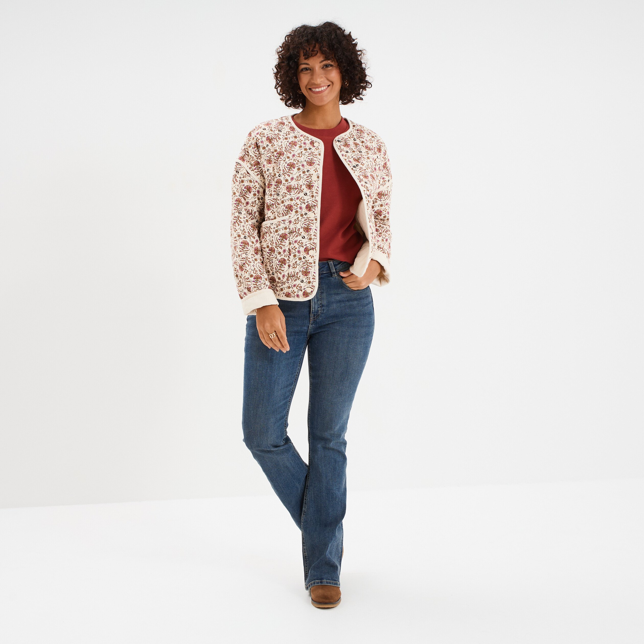 t shirt col rond manches courtes coton rouge fonce femme T-shirt col rond manches courtes coton rouge foncé femme