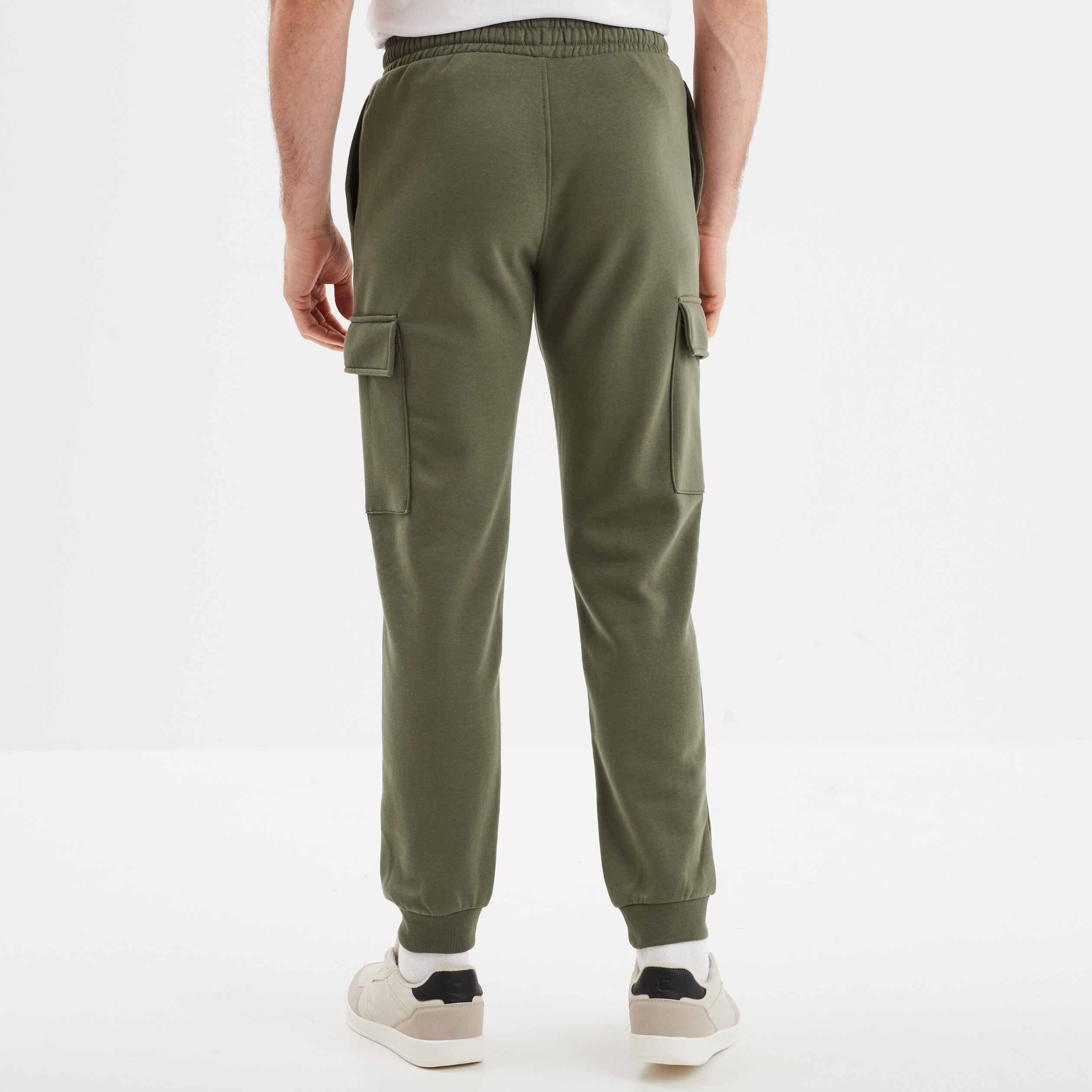 Pantalon jogging cargo molleton vert kaki homme