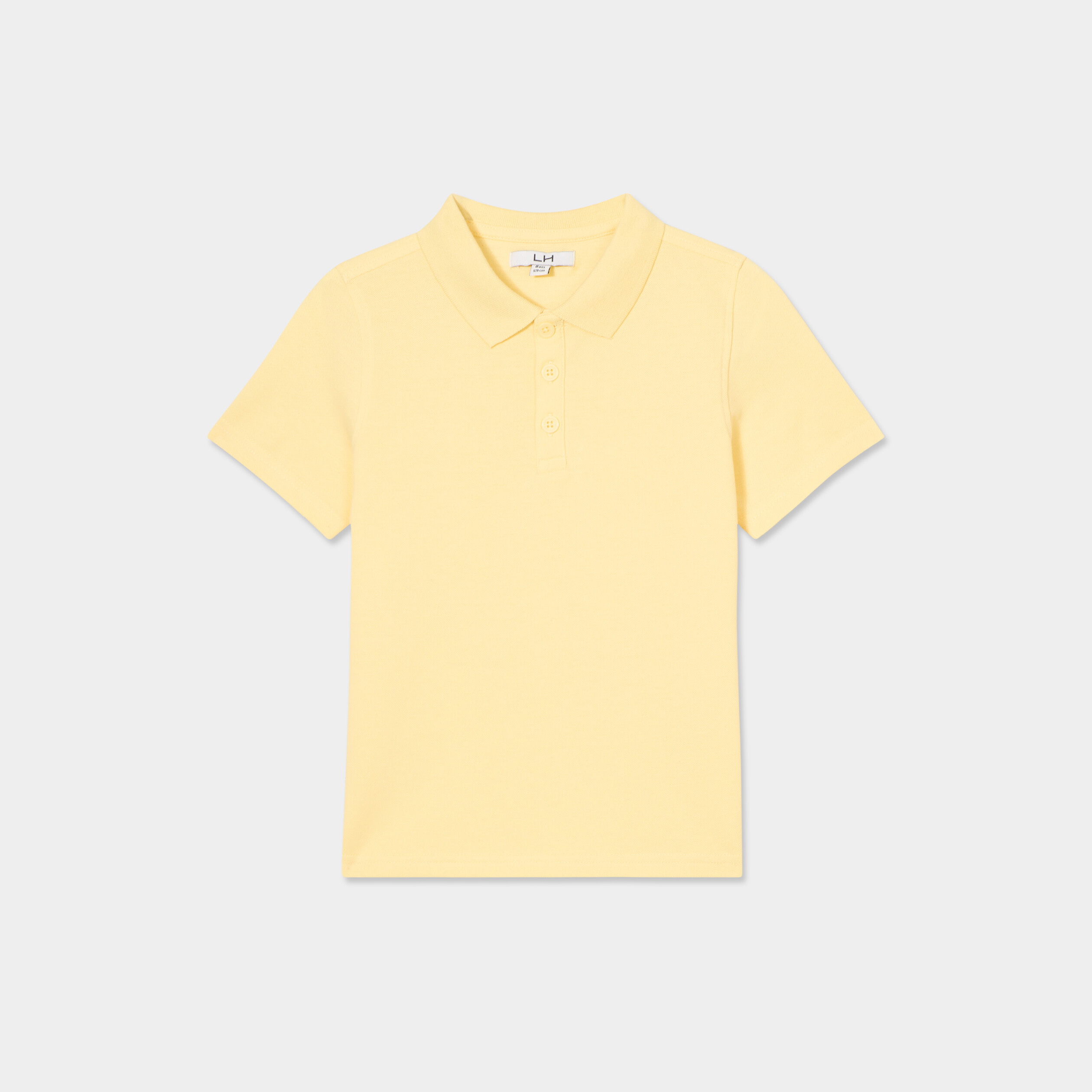 Polo manches courtes &agrave; d&eacute;tail brod&eacute; jaune clair gar&ccedil;on