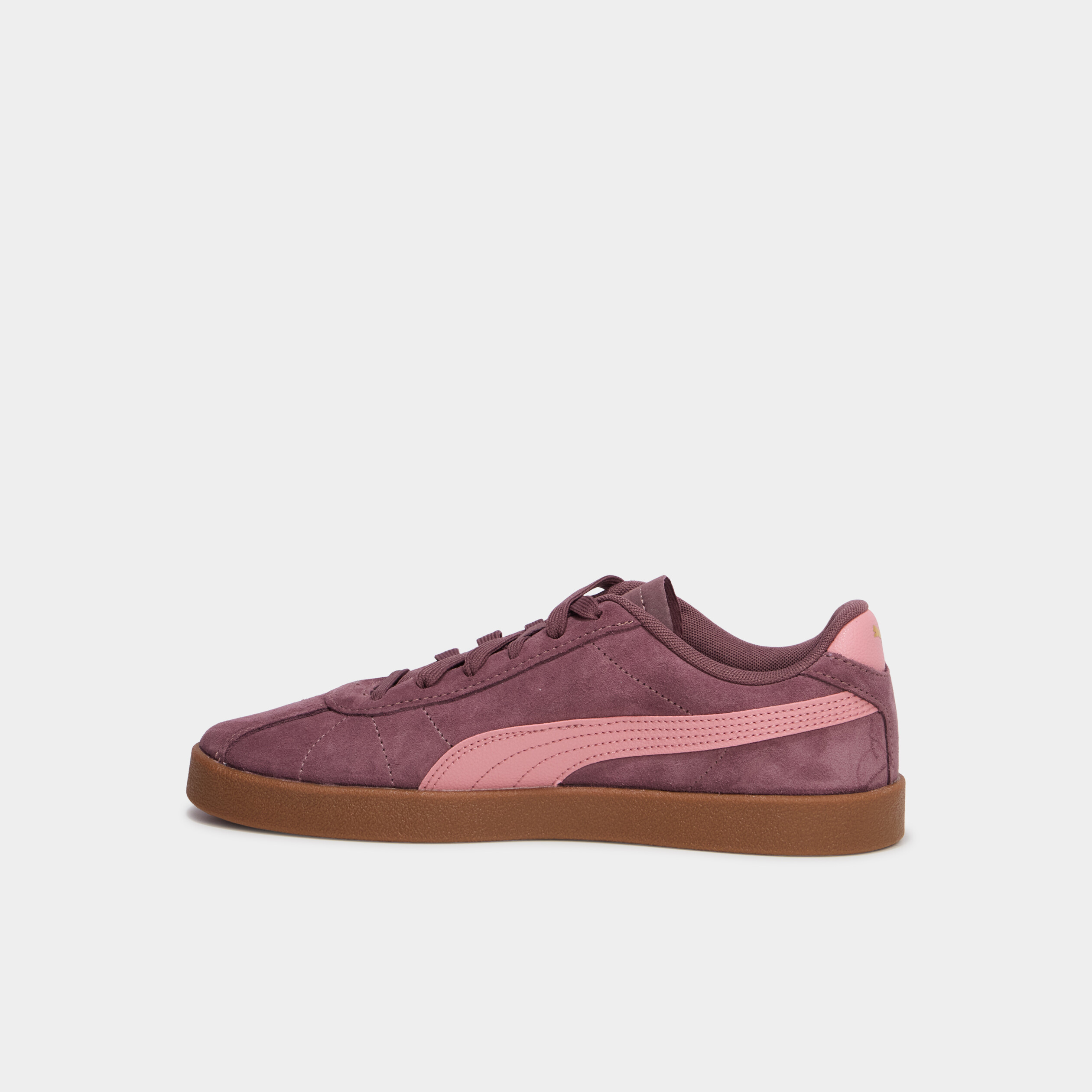 baskets &agrave; lacets en cuir Puma Club II bordeaux femme