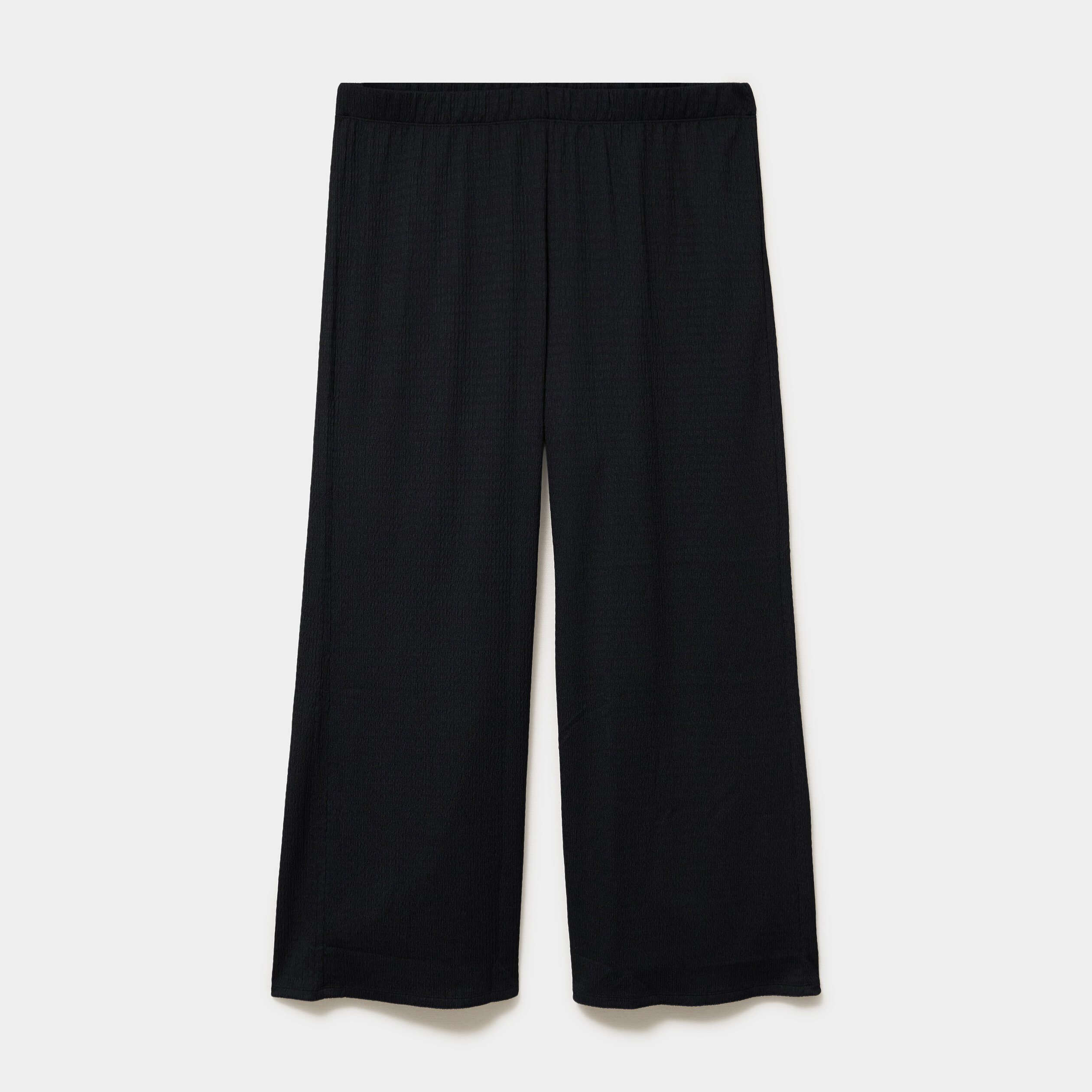 Pantalon effet gaufr&eacute; fluide noir femme grande taille