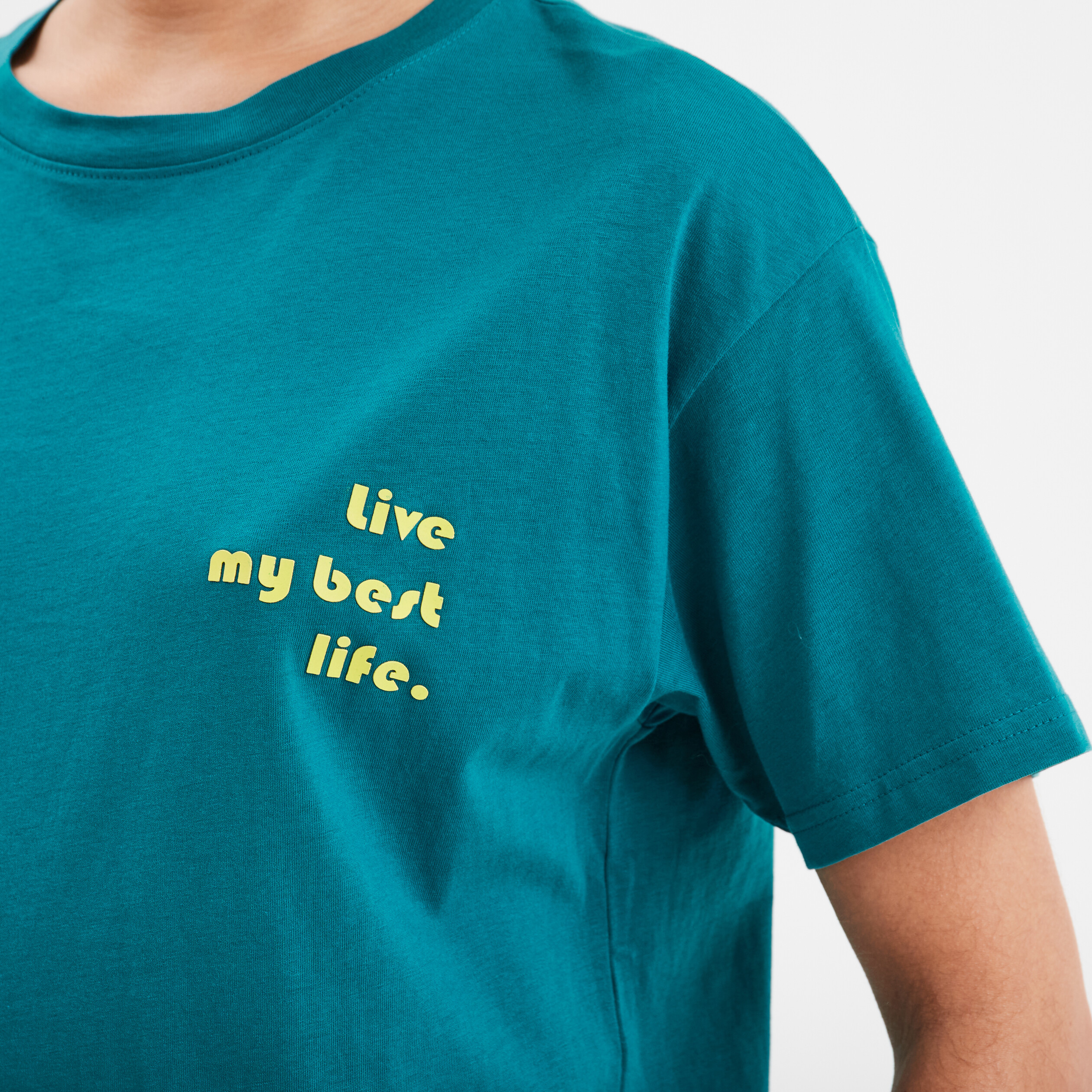 t shirt droit a manches courtes en coton vert emeraude femme T-shirt droit à manches courtes en coton vert émeraude femme