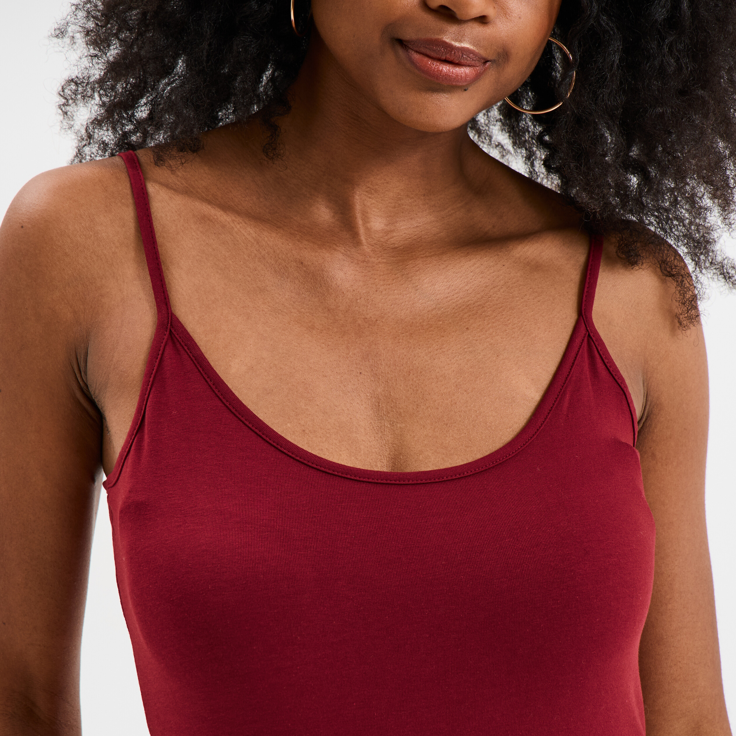 Débardeur coton bretelles réglables bordeaux femme