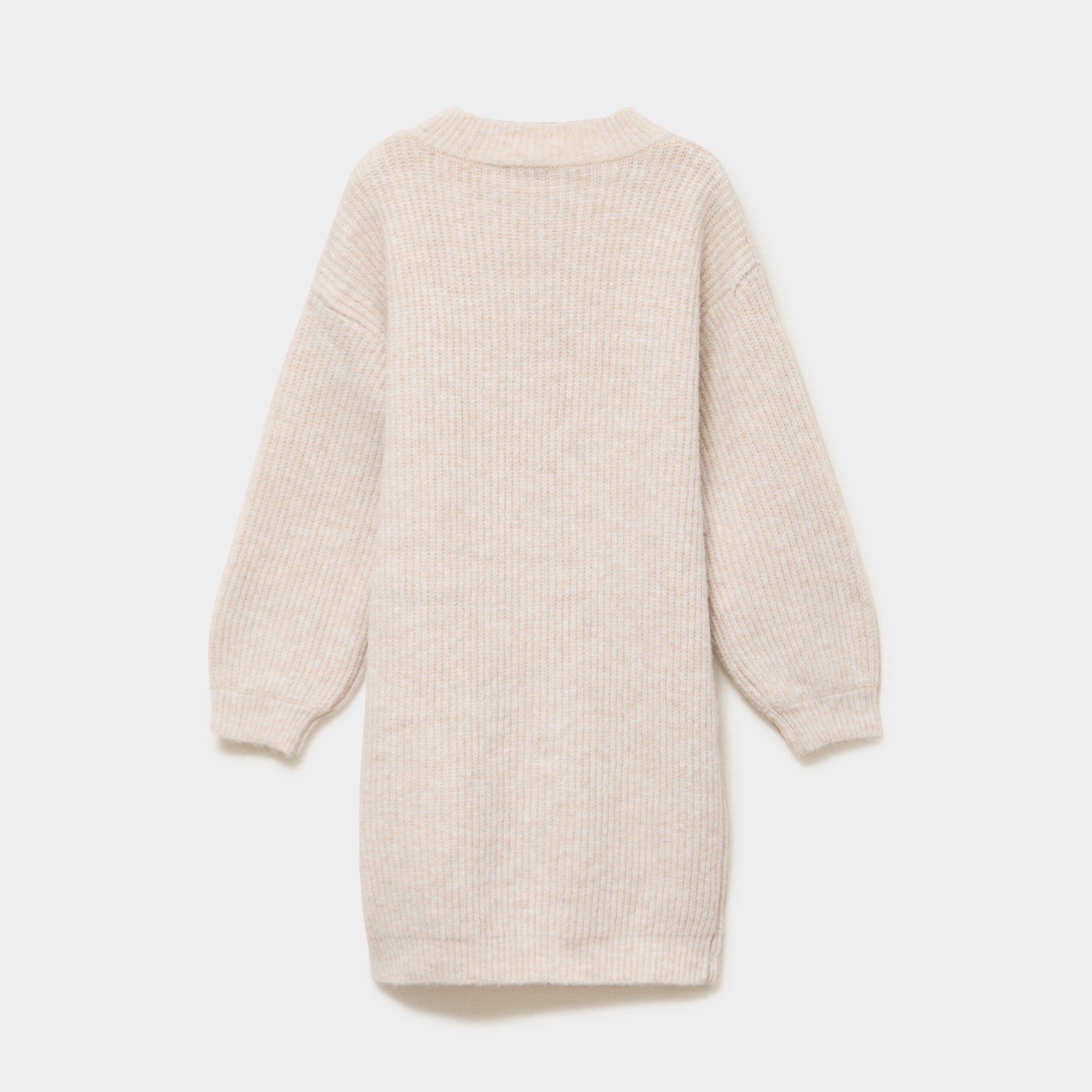 Robe tricot col montant manches longues ivoire fille