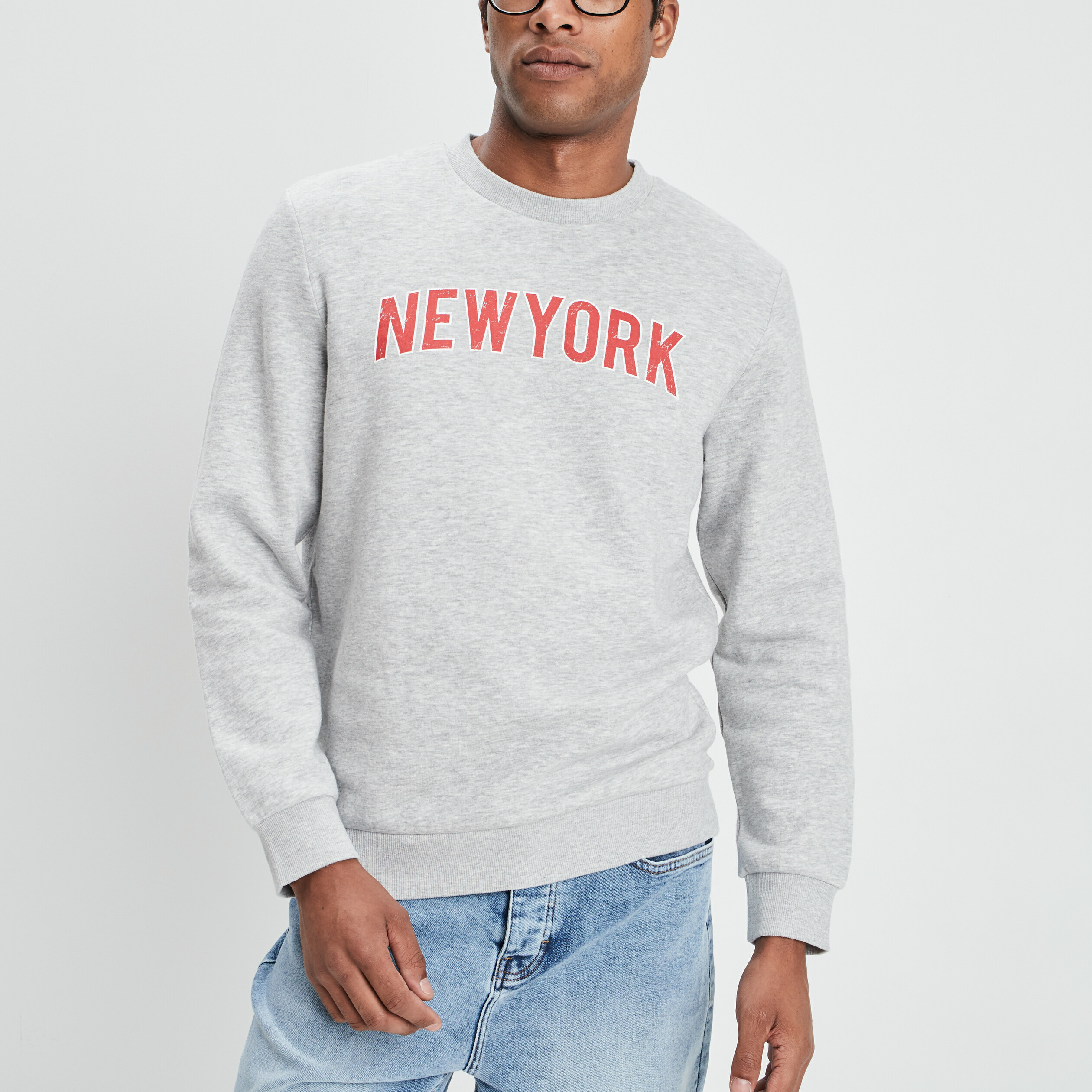 Sweat avec col rond gris clair homme