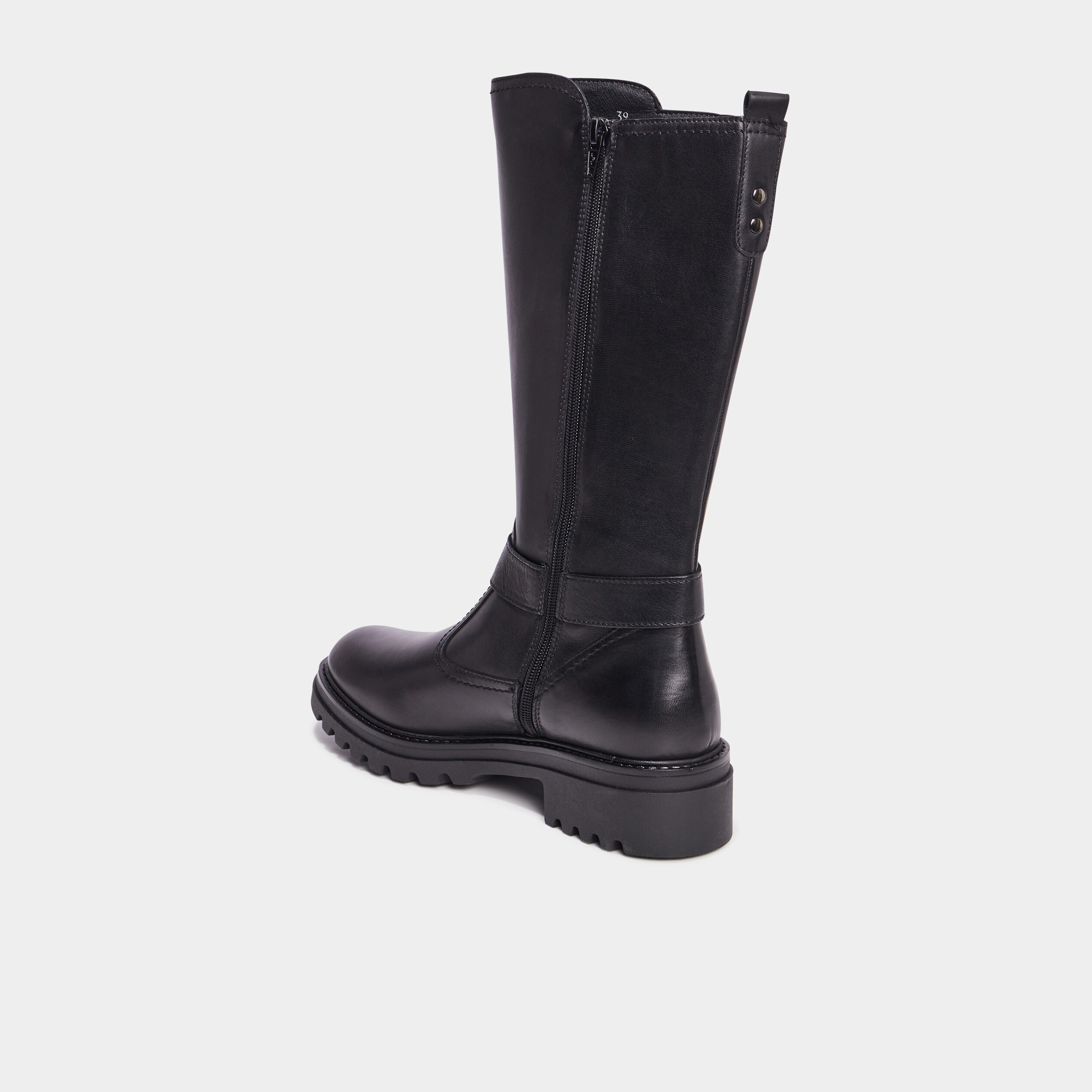 Bottes brides en cuir noir fille