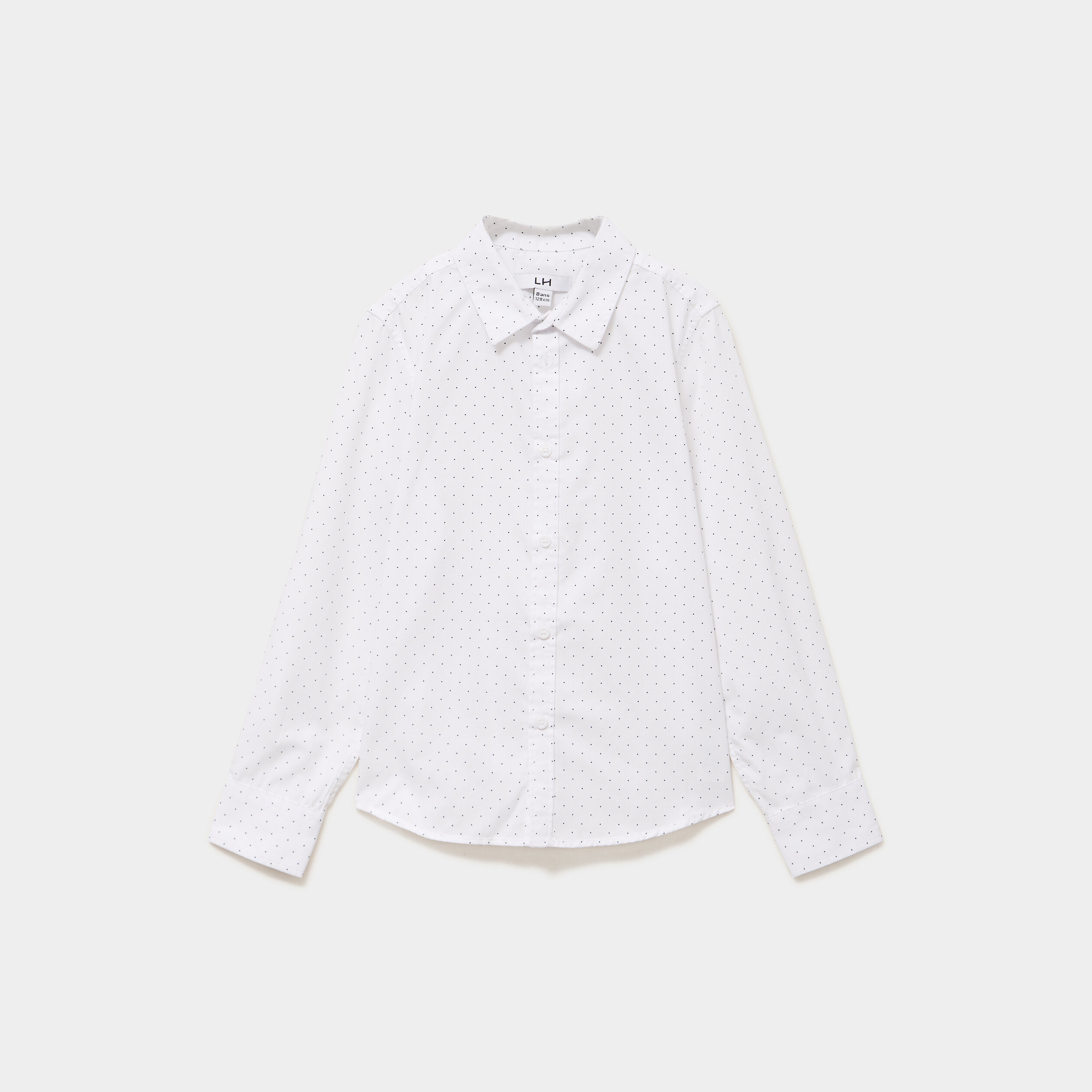 Chemise droite &agrave; manches longues blanc gar&ccedil;on