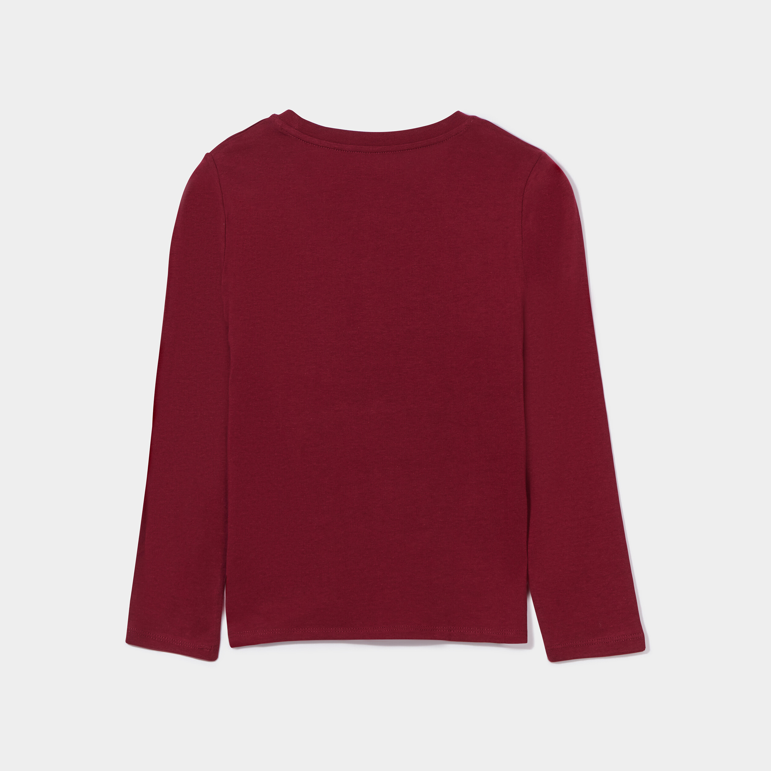 T-shirt droit manches longues coton rouge foncé garçon