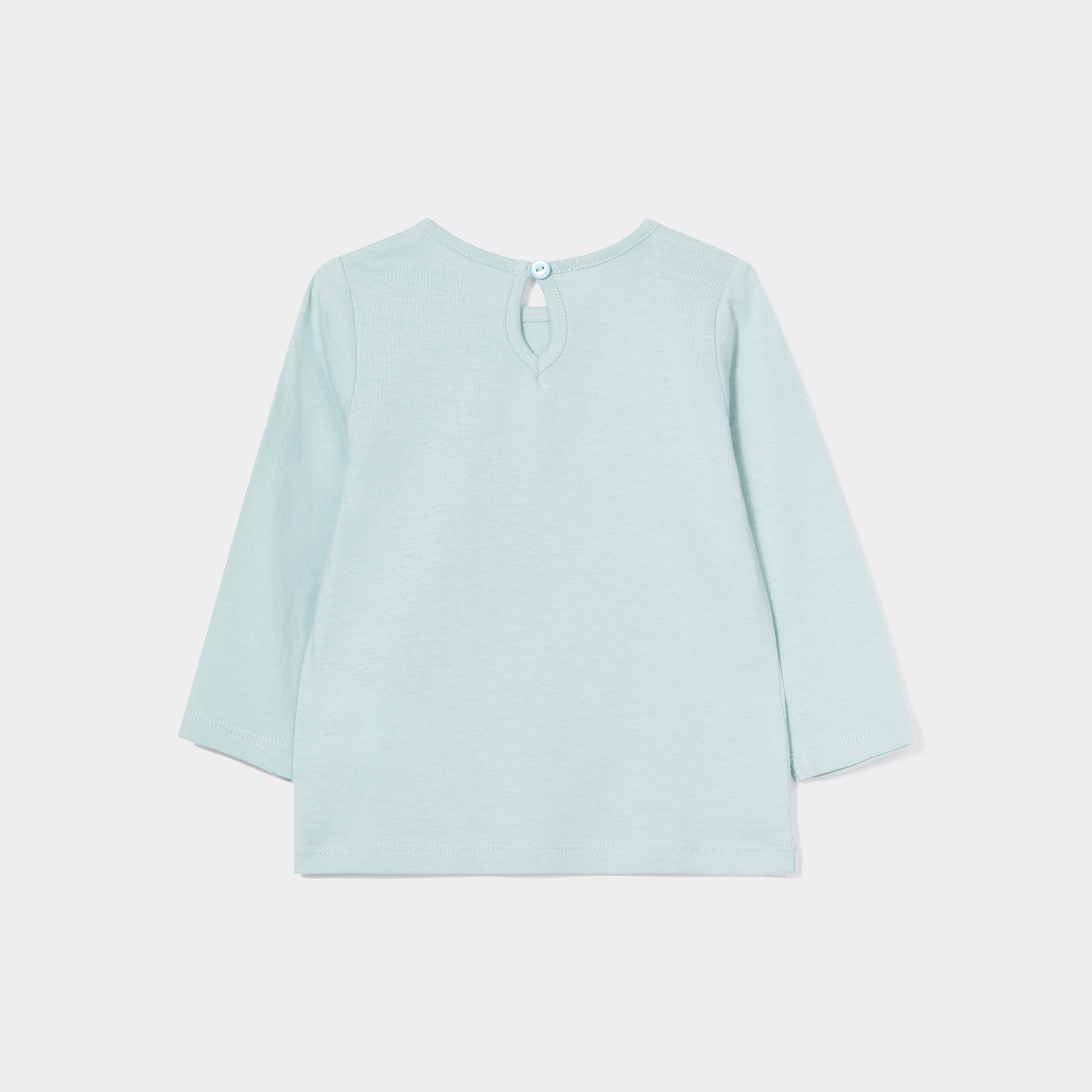 t shirt manches longues coton bleu gris bebef T-shirt manches longues coton bleu gris bébé fille
