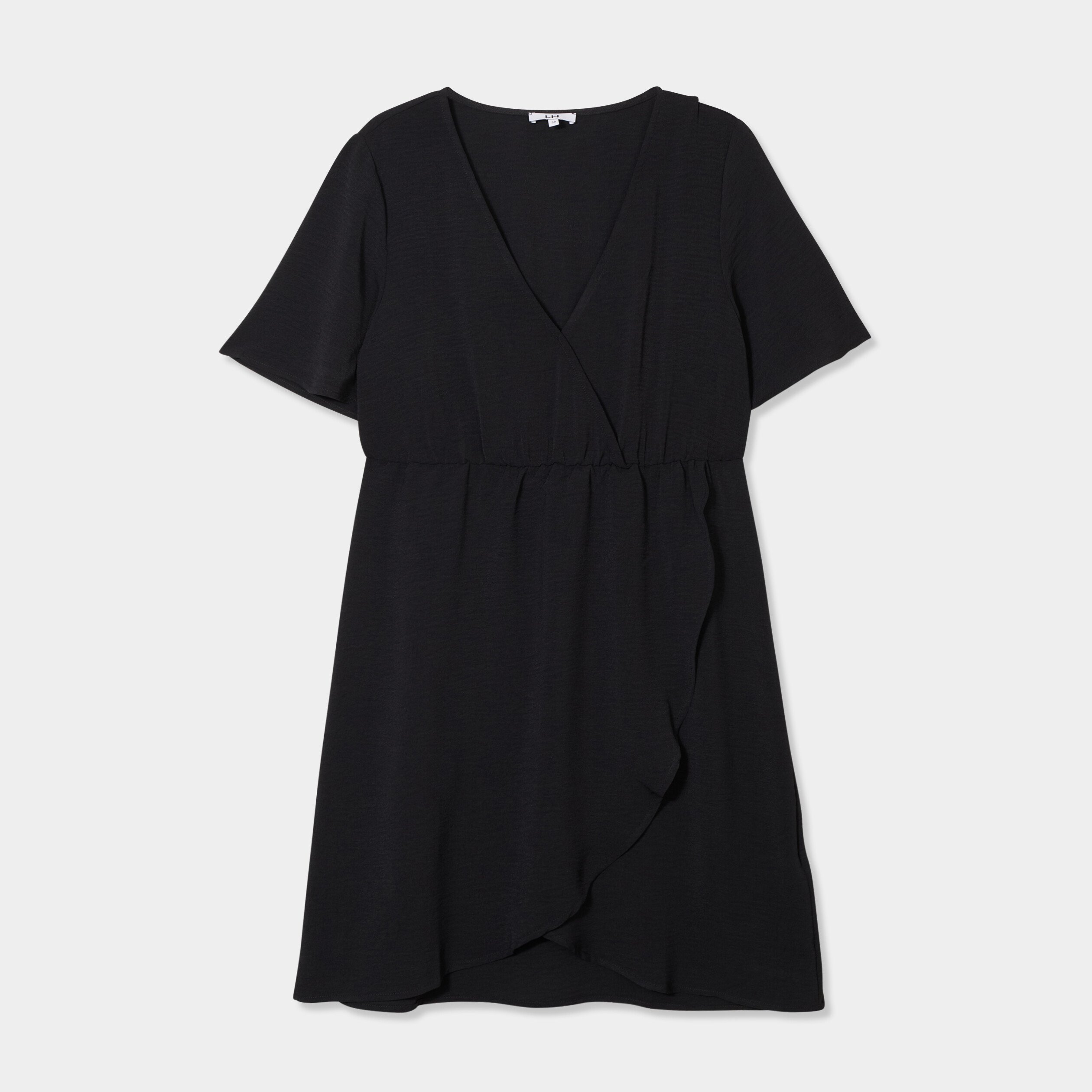 robe courte effet portefeuille fluide noir femme Robe courte effet portefeuille fluide noir femme
